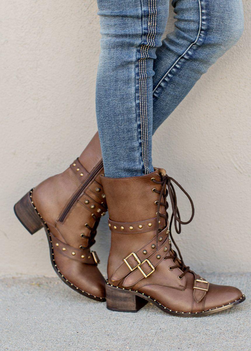 Rowan Leather Combat Boot in Brown Female Product Image