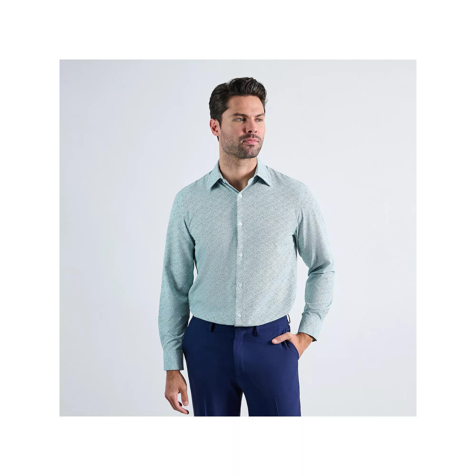 Mens Haggar Performance Slim Fit Dress Shirt Green Floral Product Image