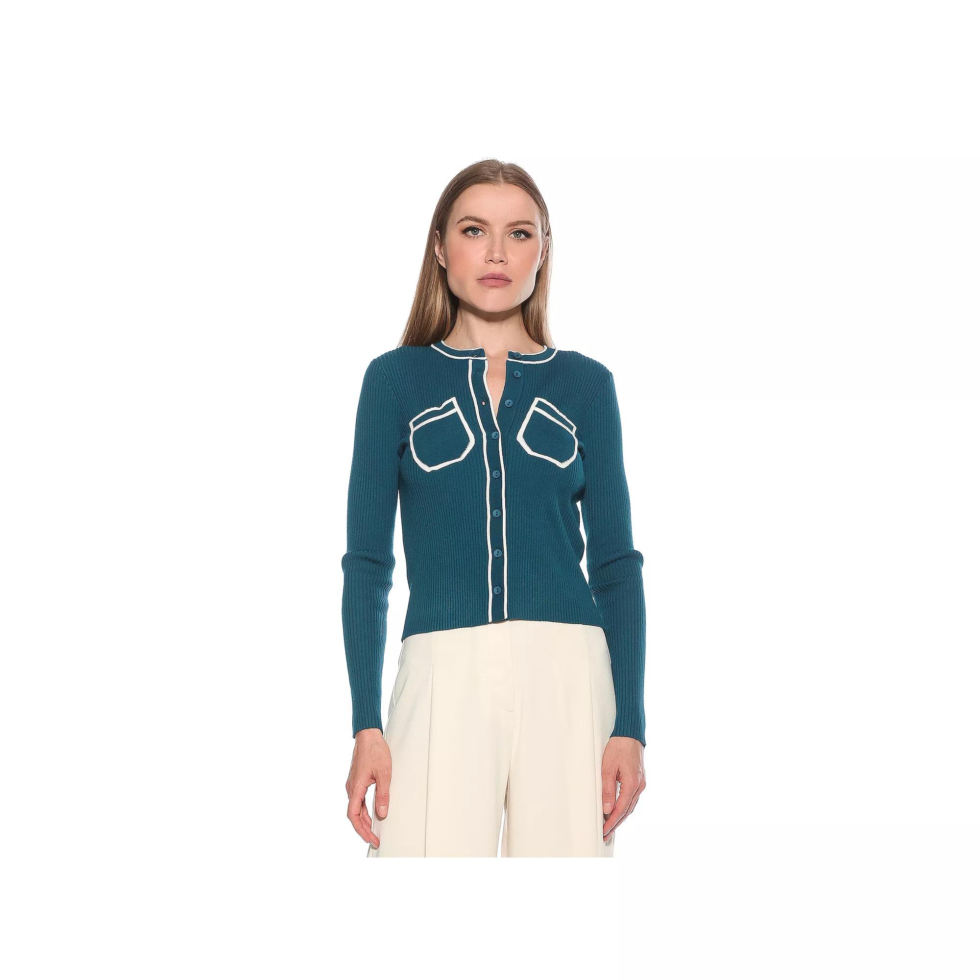 Women's ALEXIA ADMOR Clover Ribbed Knit Button Down Cardigan,  Product Image