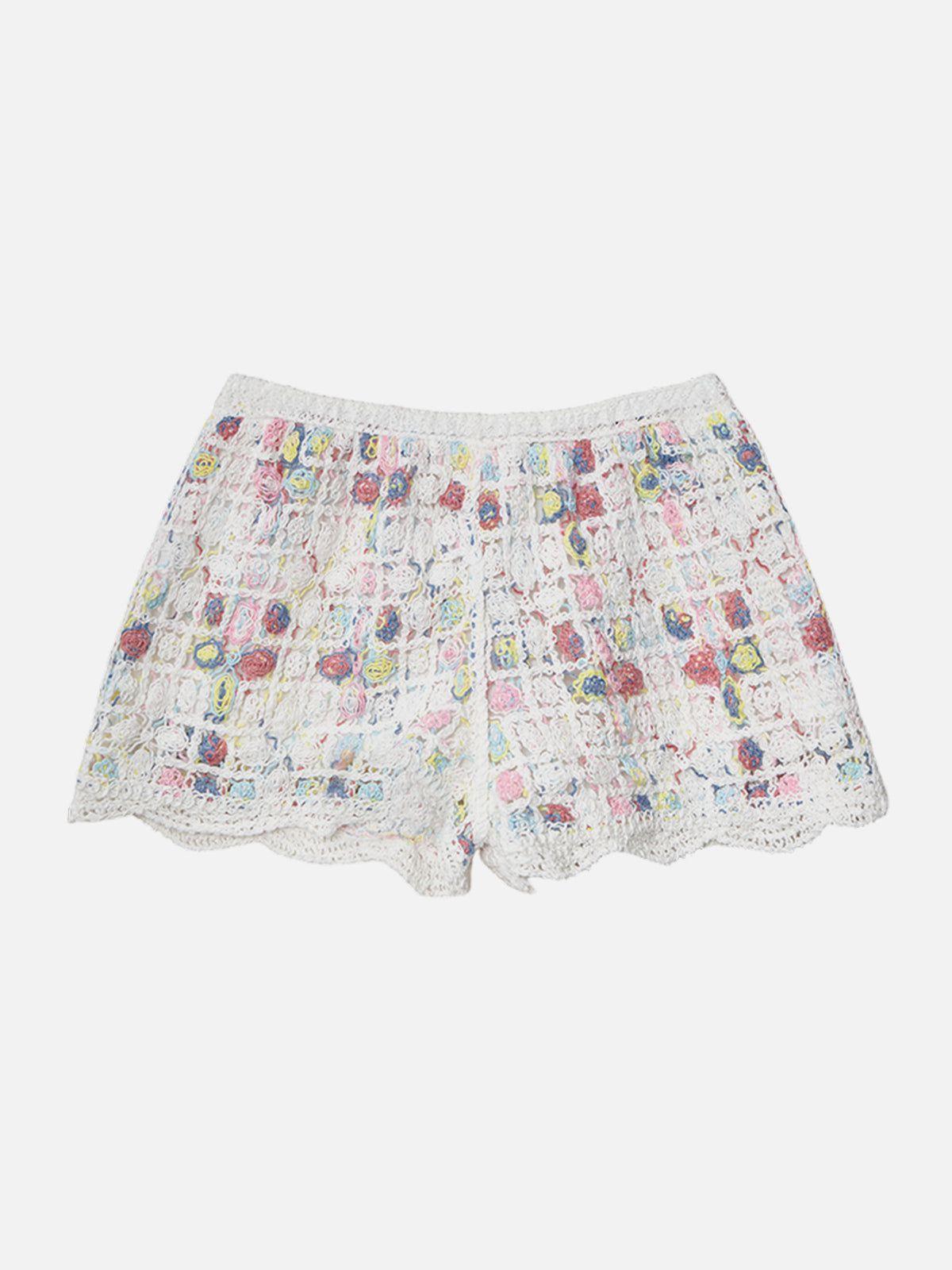 Aelfric Eden Colorful Crochet Mini Shorts Female Product Image