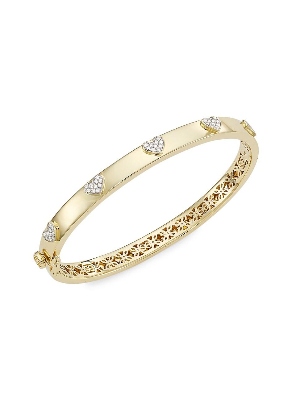 Womens 14K Yellow Gold & 0.25 TCW Diamond Heart Bangle Product Image