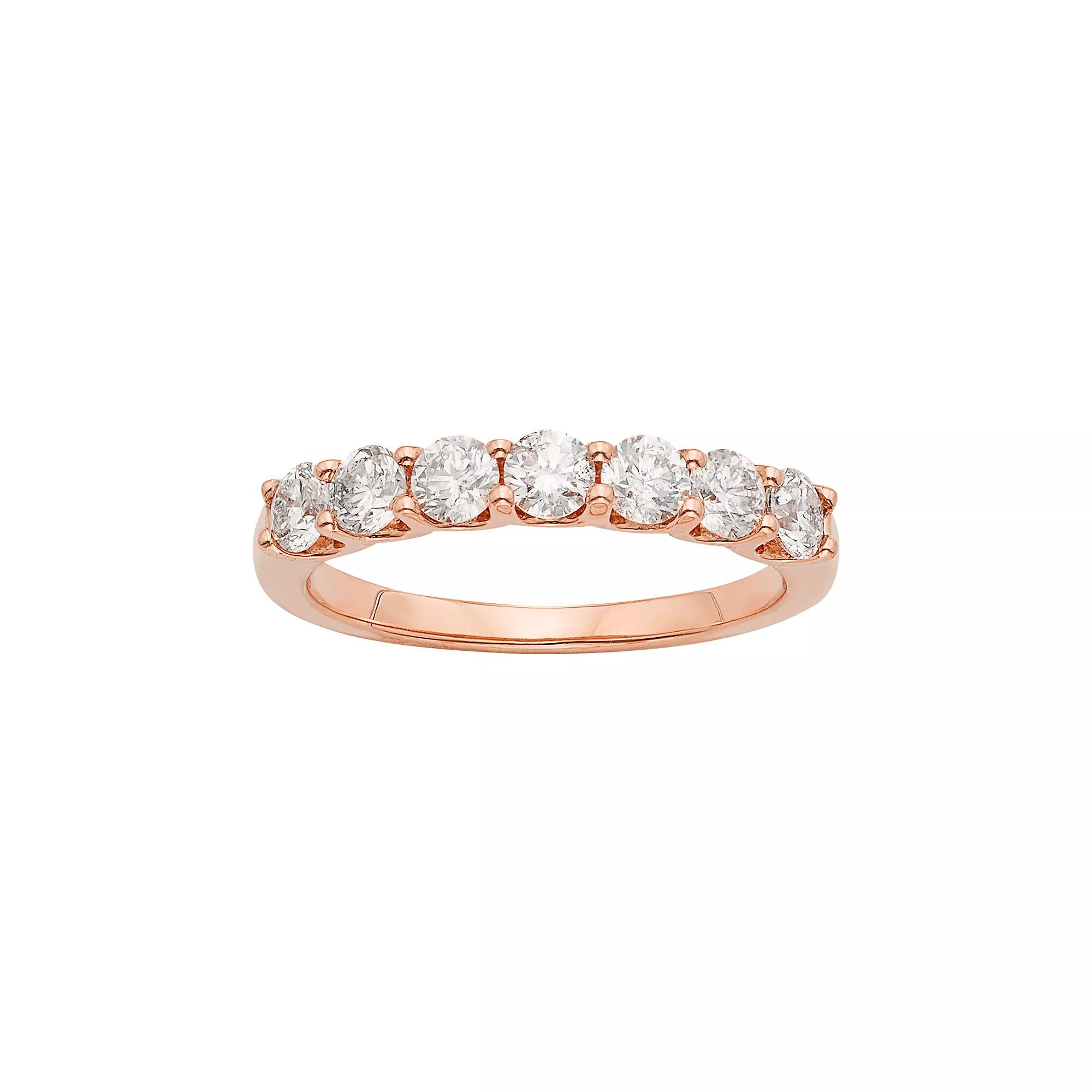 The Regal Collection 14k Rose Gold 1 Carat T.W. IGL Certified Diamond Anniversary Ring, Women's, Size: 6, 14k Pink Product Image