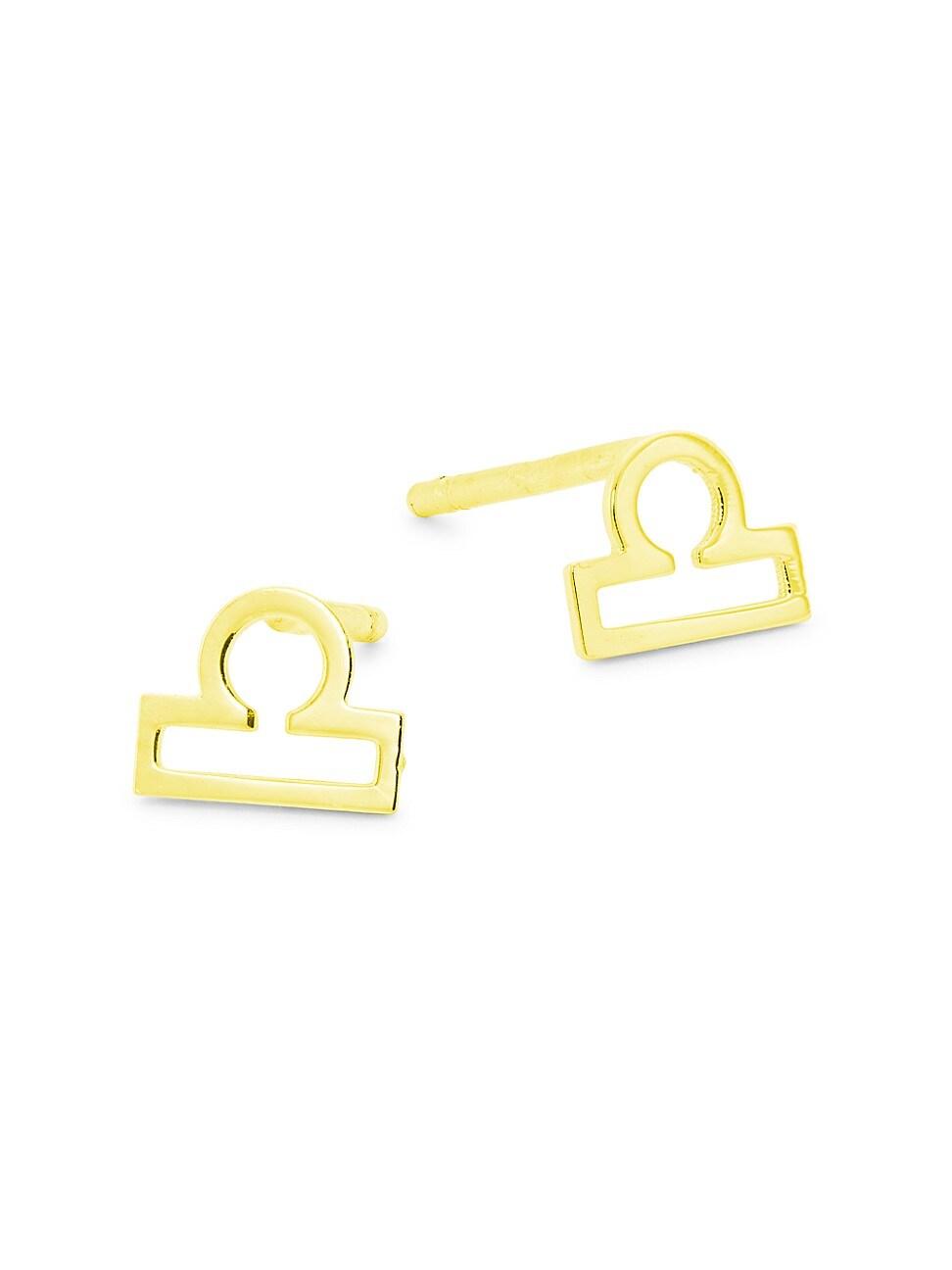Womens 14Kt Gold Yellow Finish Polished Stud Libra Earring With Push Back Clasp Product Image