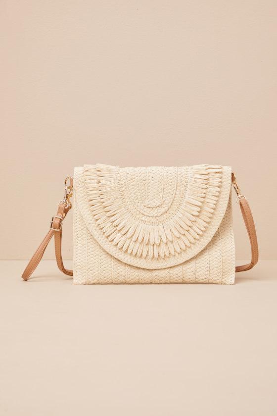 Constantia Light Beige Raffia Textured Clutch Product Image