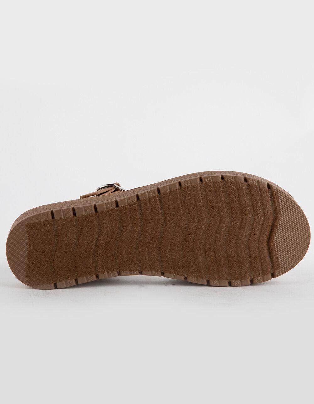 SODA Ankle Strap Womens Mini Flatform Sandals - BEIGE Product Image