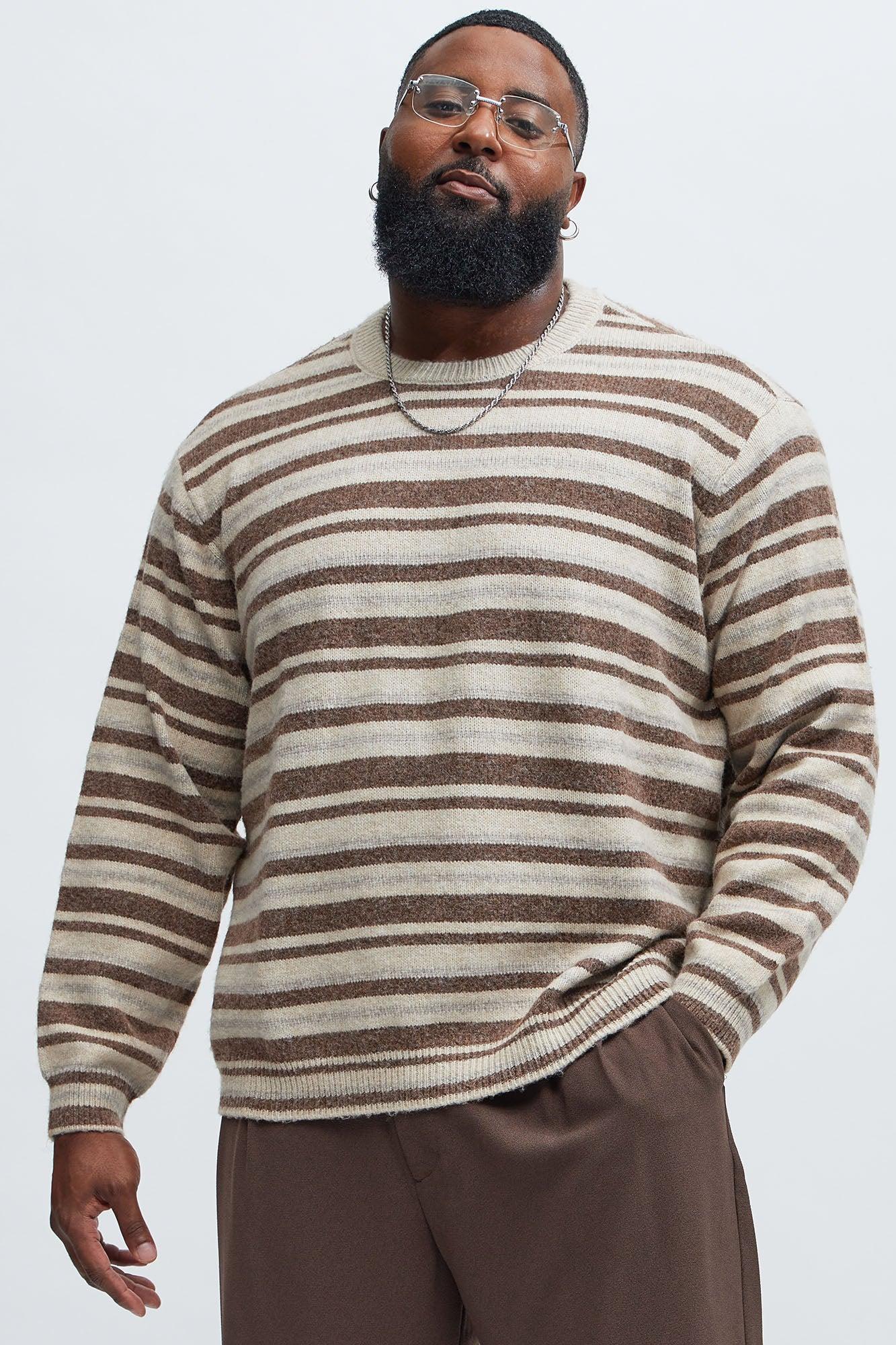 Lookin For Attention Striped Sweater - Brown/combo Male Product Image