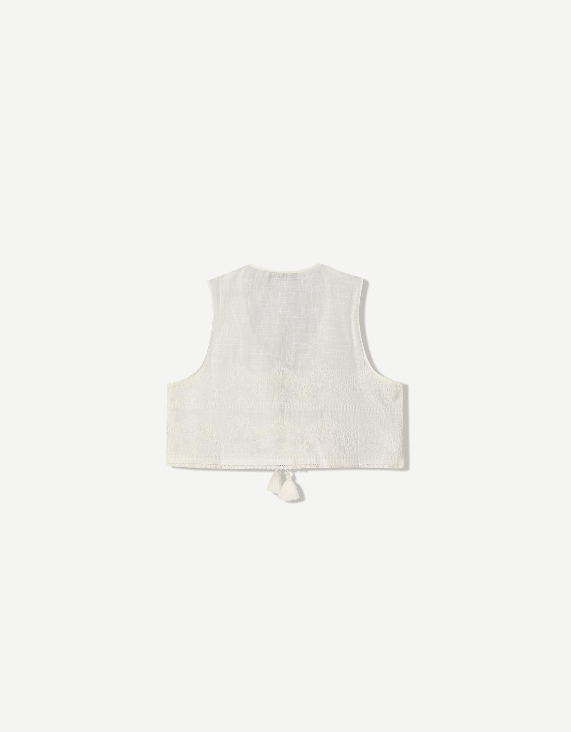Cropped vest with embroidered ties Product Image