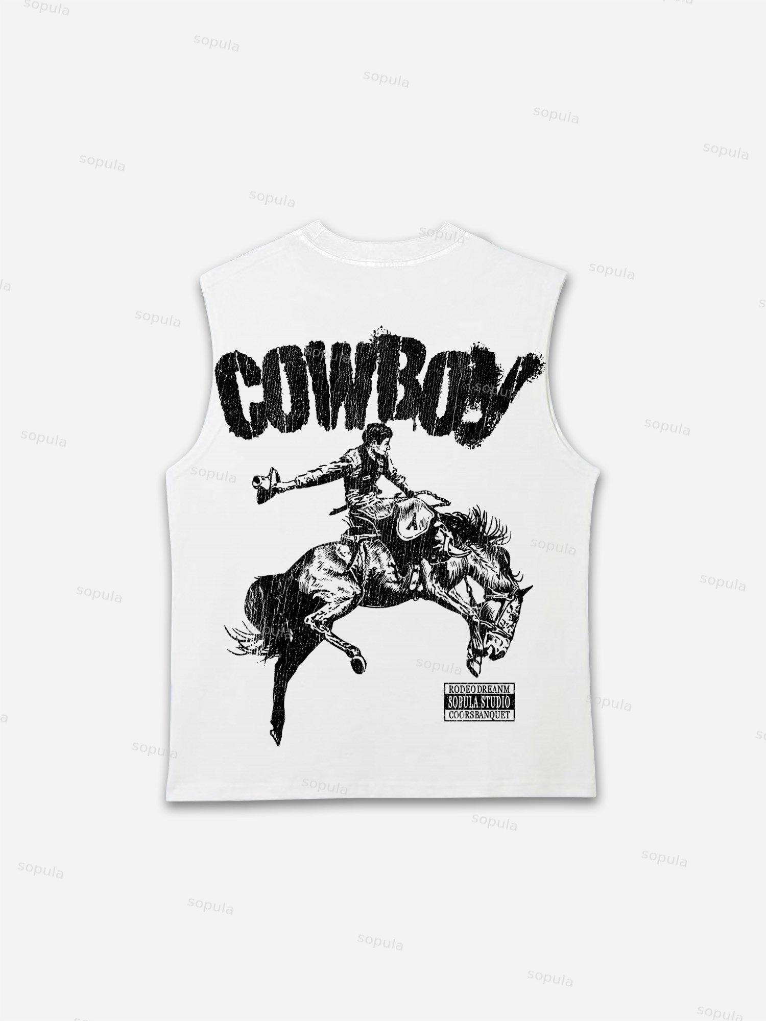 Cowboy Rodeo Street Graphic Print Tank Top Product Image