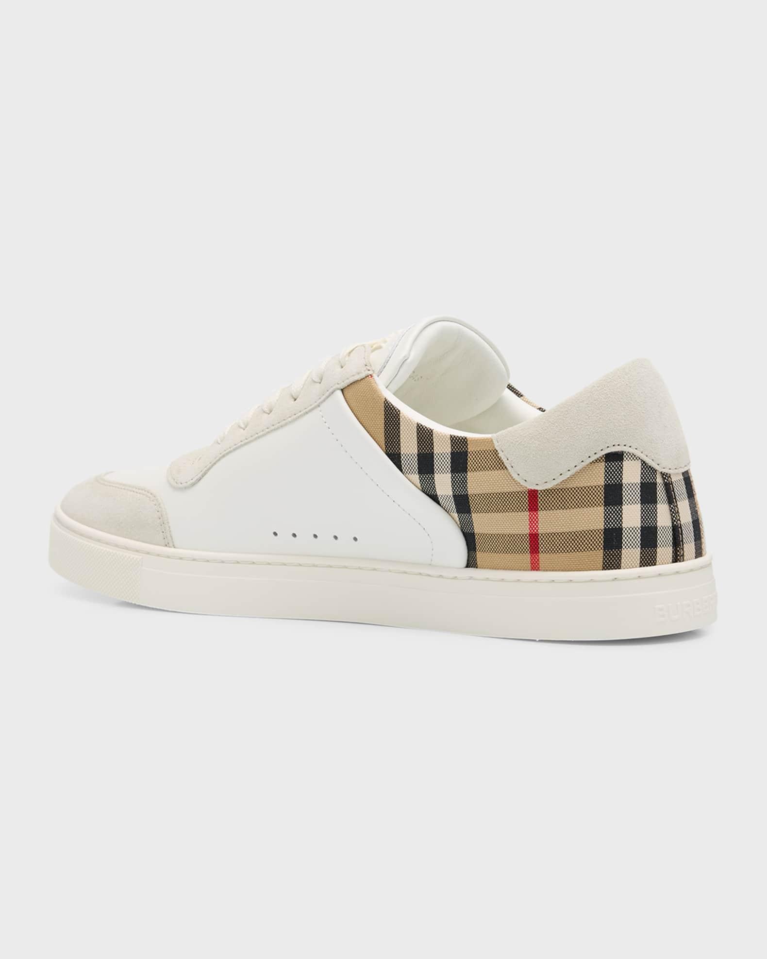 Mens Stevie Check Leather & Canvas Sneakers Product Image