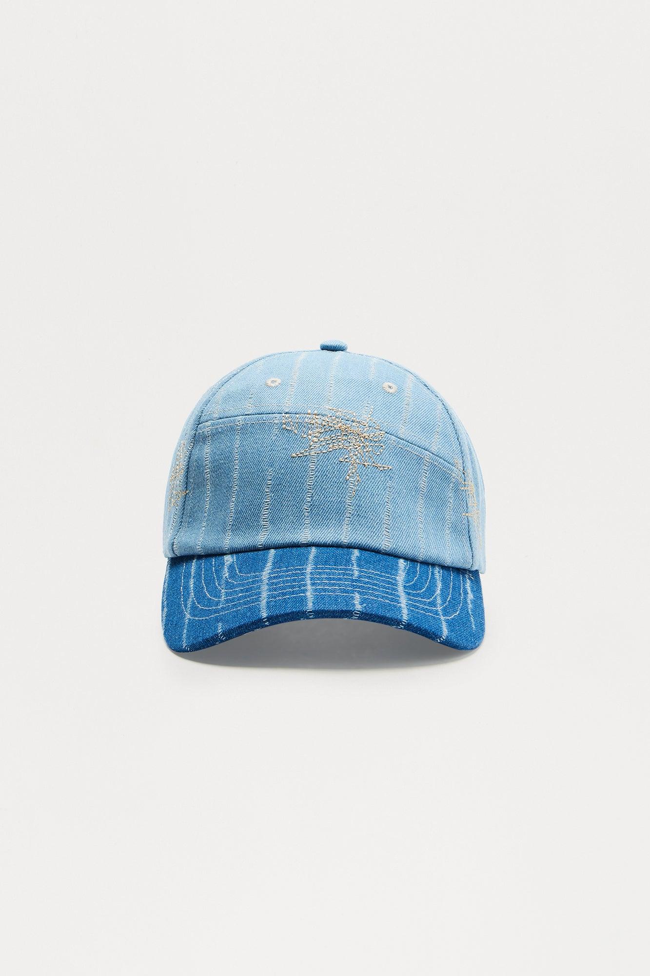 Denim Stitch Snapback Hat - Denim Product Image