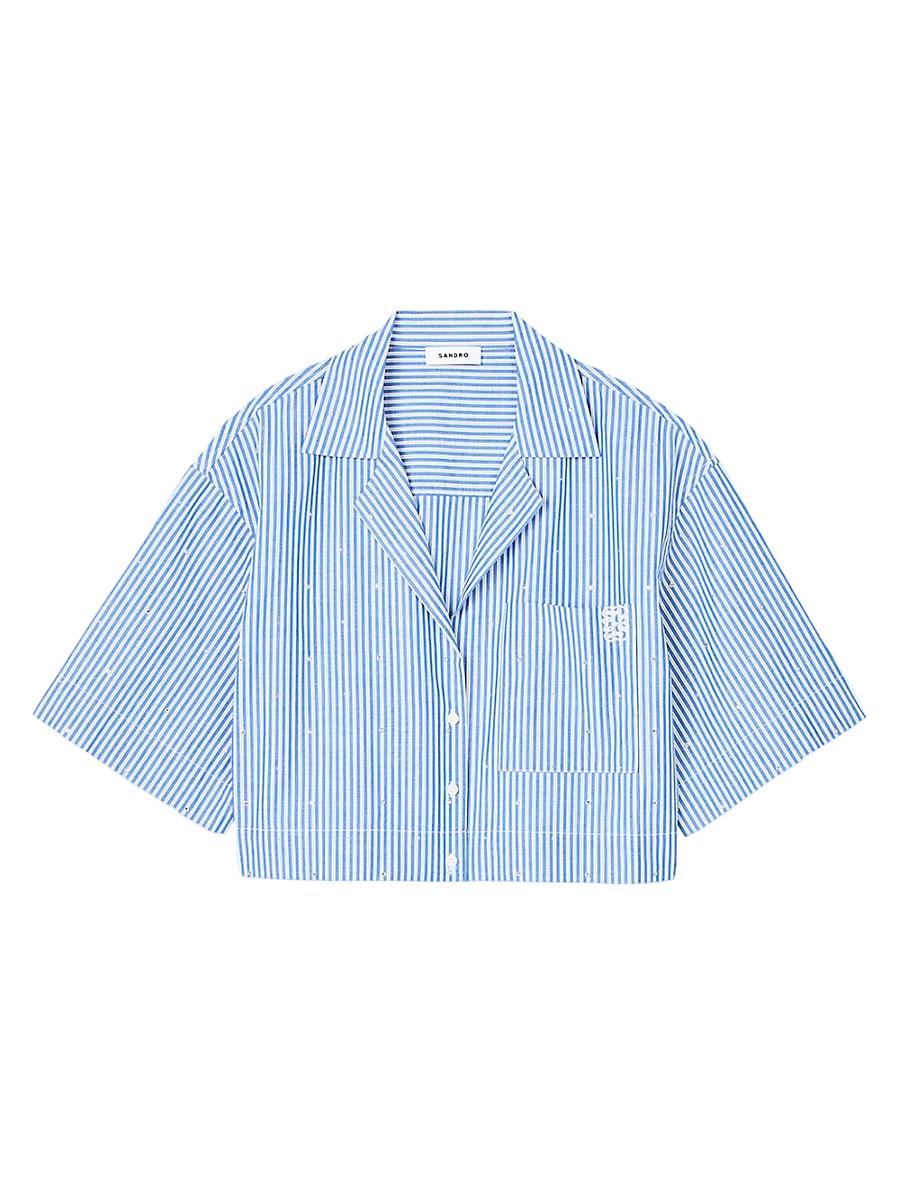 Womens Short Sleeved Rhinestone Shirt Product Image