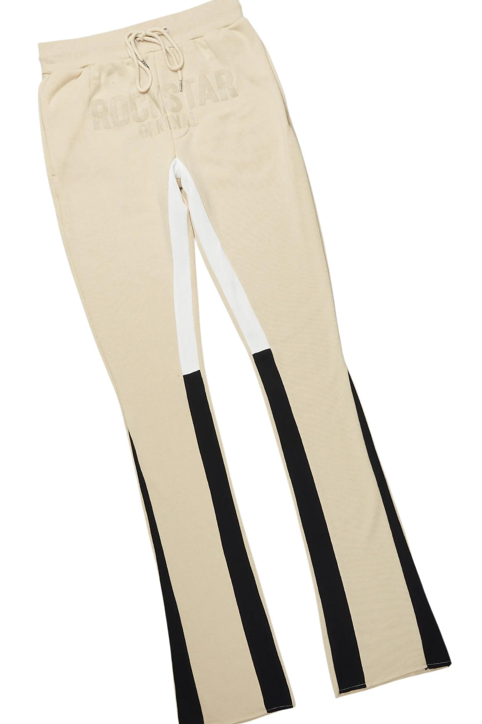 Sana Beige Hoodie/Stacked Flare Track Pant Set Male Product Image