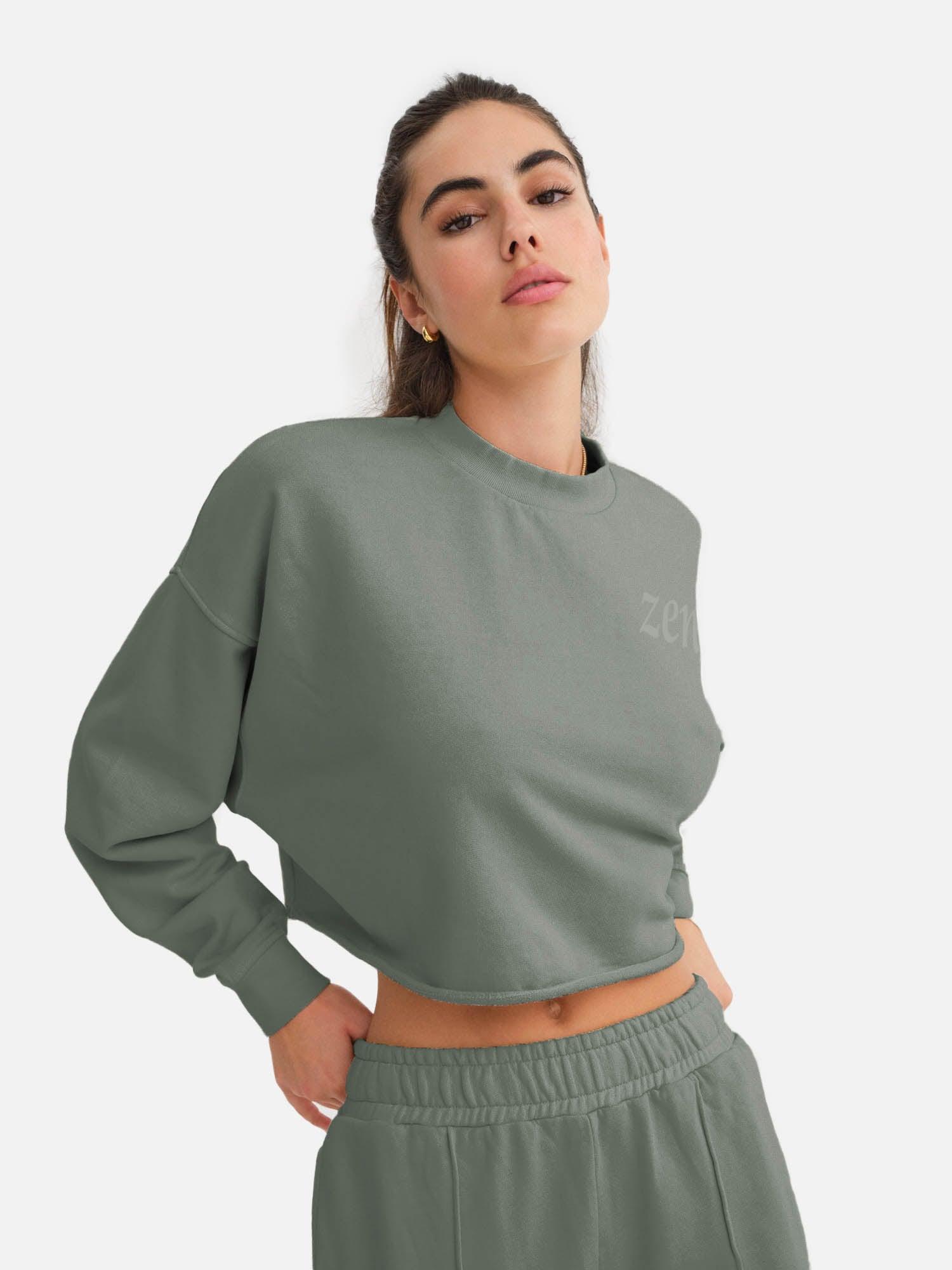 Organic Fleece Graphic Cropped Vintage Sweatshirt Female Product Image