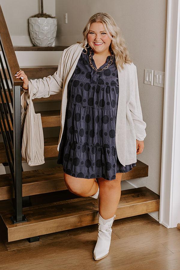 Dancing In The Sun Babydoll Dress In Navy Curves Product Image