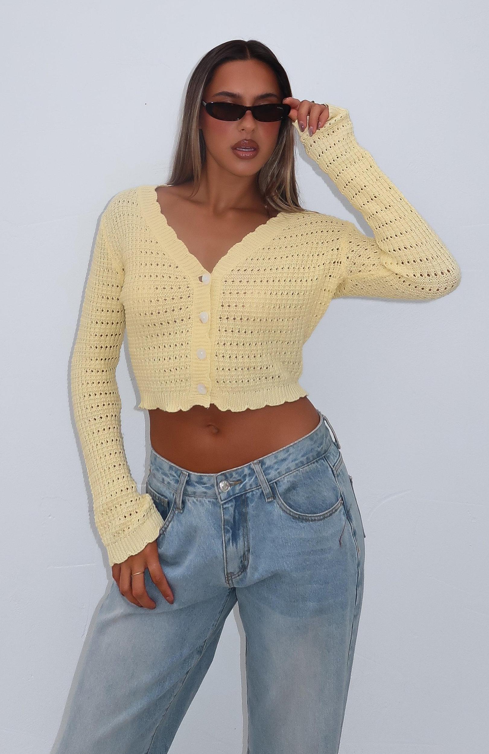 Just Forget About It Long Sleeve Top Lemon Product Image