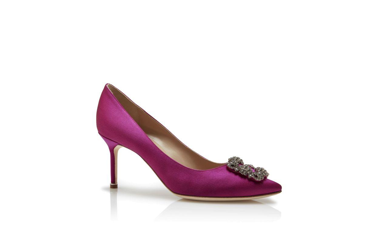 HANGISI 70 Dark Fuchsia Satin Jewel Buckle Pumps Product Image