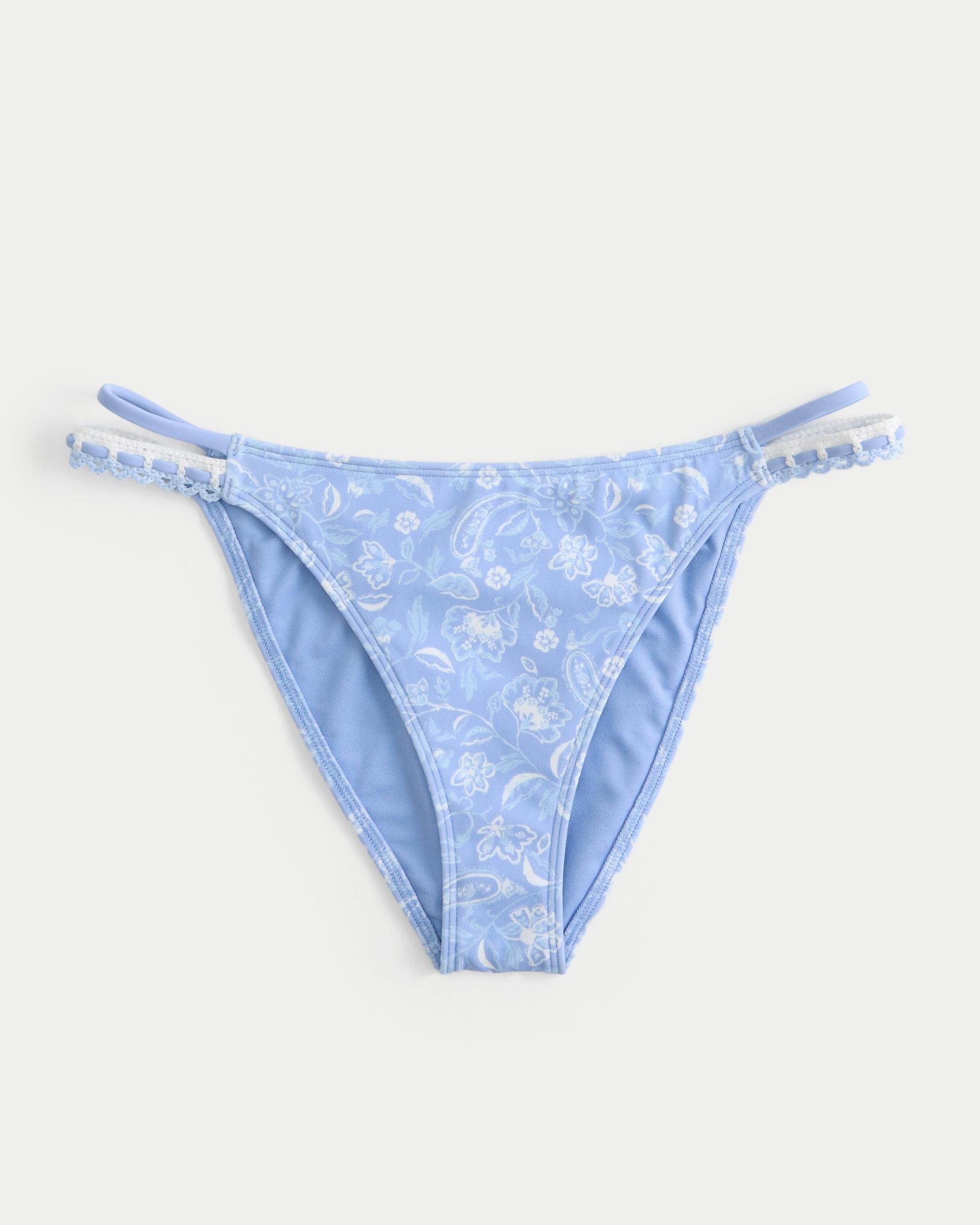 Crochet-Style Mixed High-Leg Cheeky Bikini Bottom Product Image