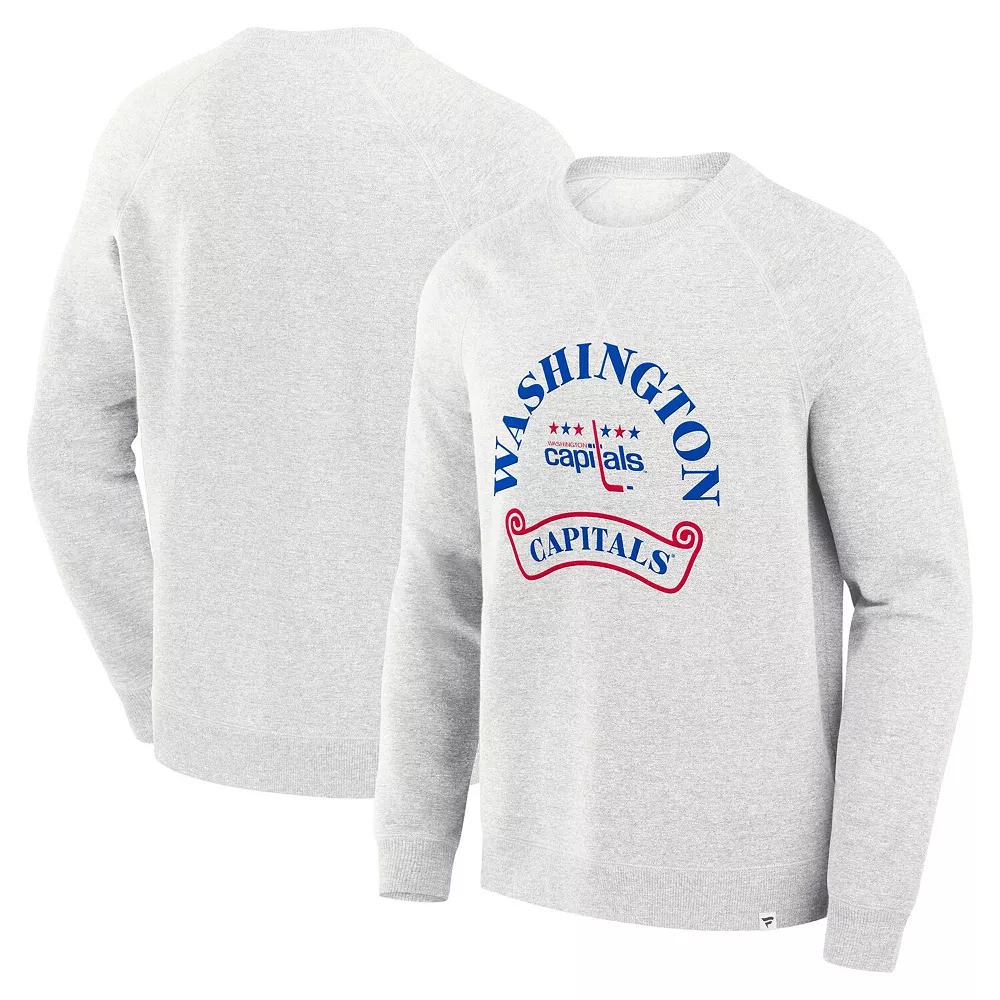 Men's Fanatics Heather Gray Washington Capitals Banner Fleece Raglan Pullover Sweatshirt,  Product Image