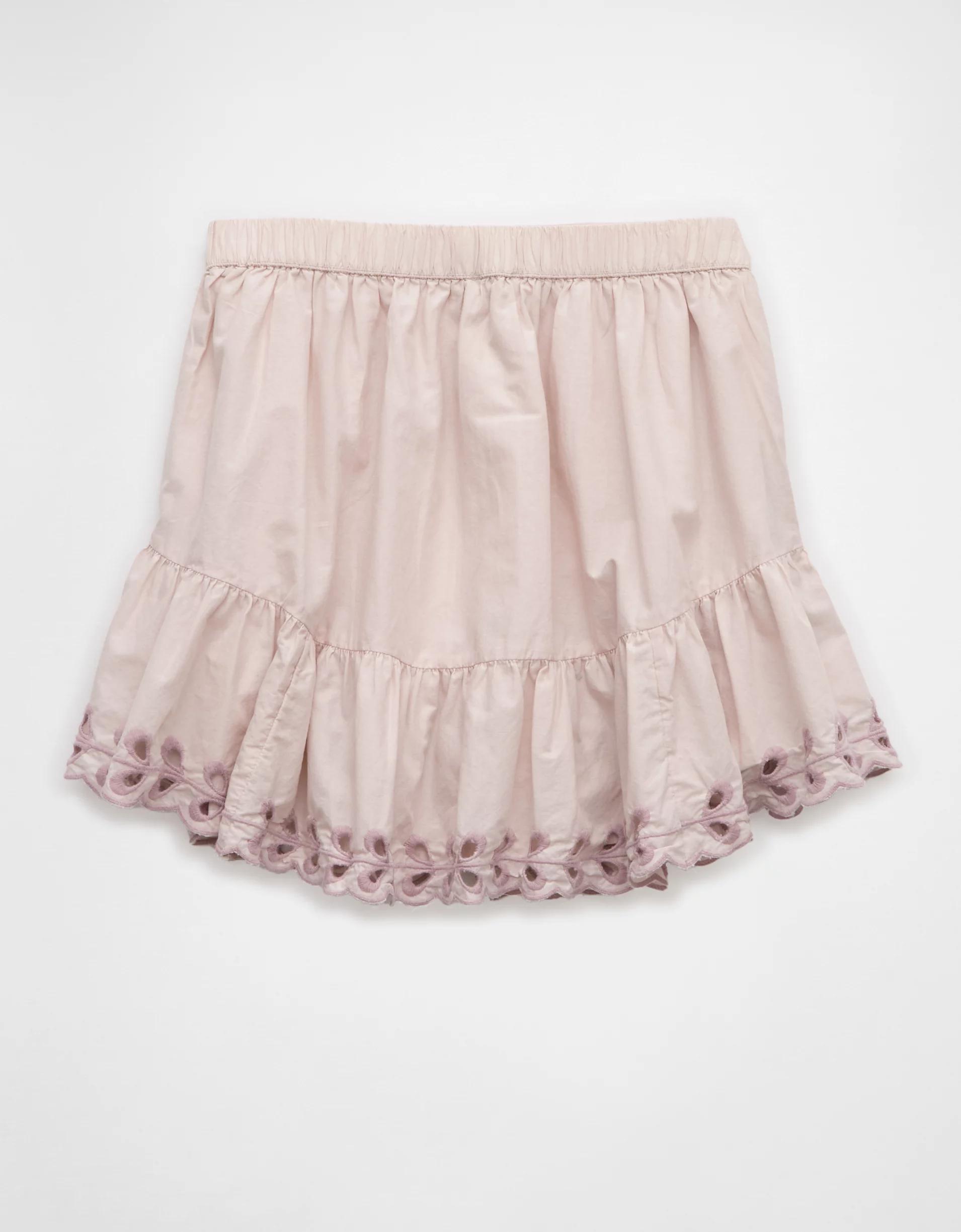 AE High-Waisted Embroidered Eyelet Mini Skirt Product Image