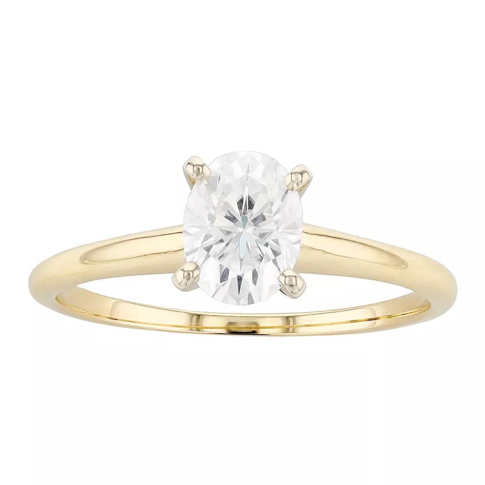 Radiant Fire 14k Gold Oval Lab-Created Moissanite Solitaire Engagement Ring, Womens 14k Two Tone Product Image