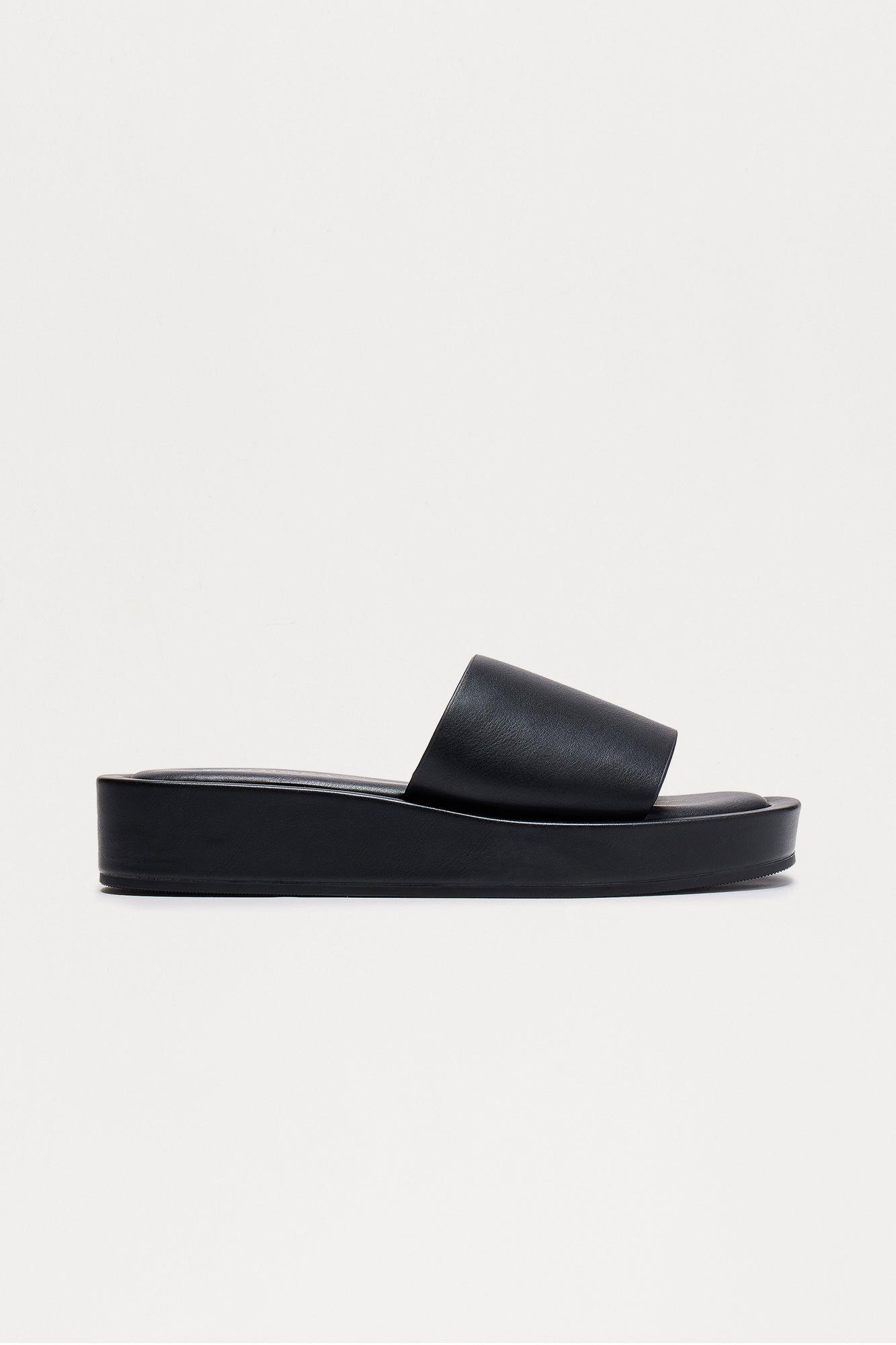 Jem Faux Leather Slip On Sandals - Black Product Image