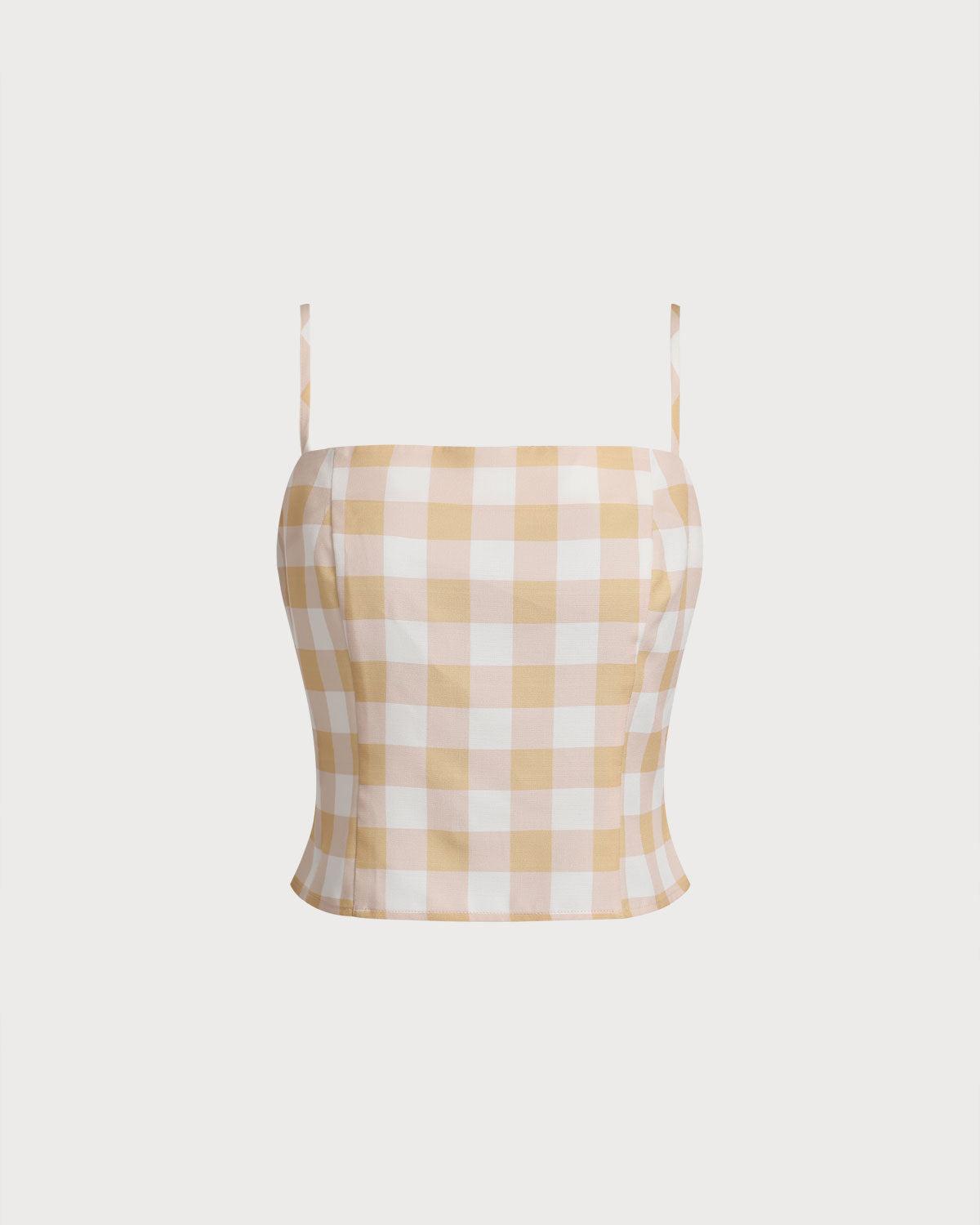 Yellow Plaid Cami Top Product Image