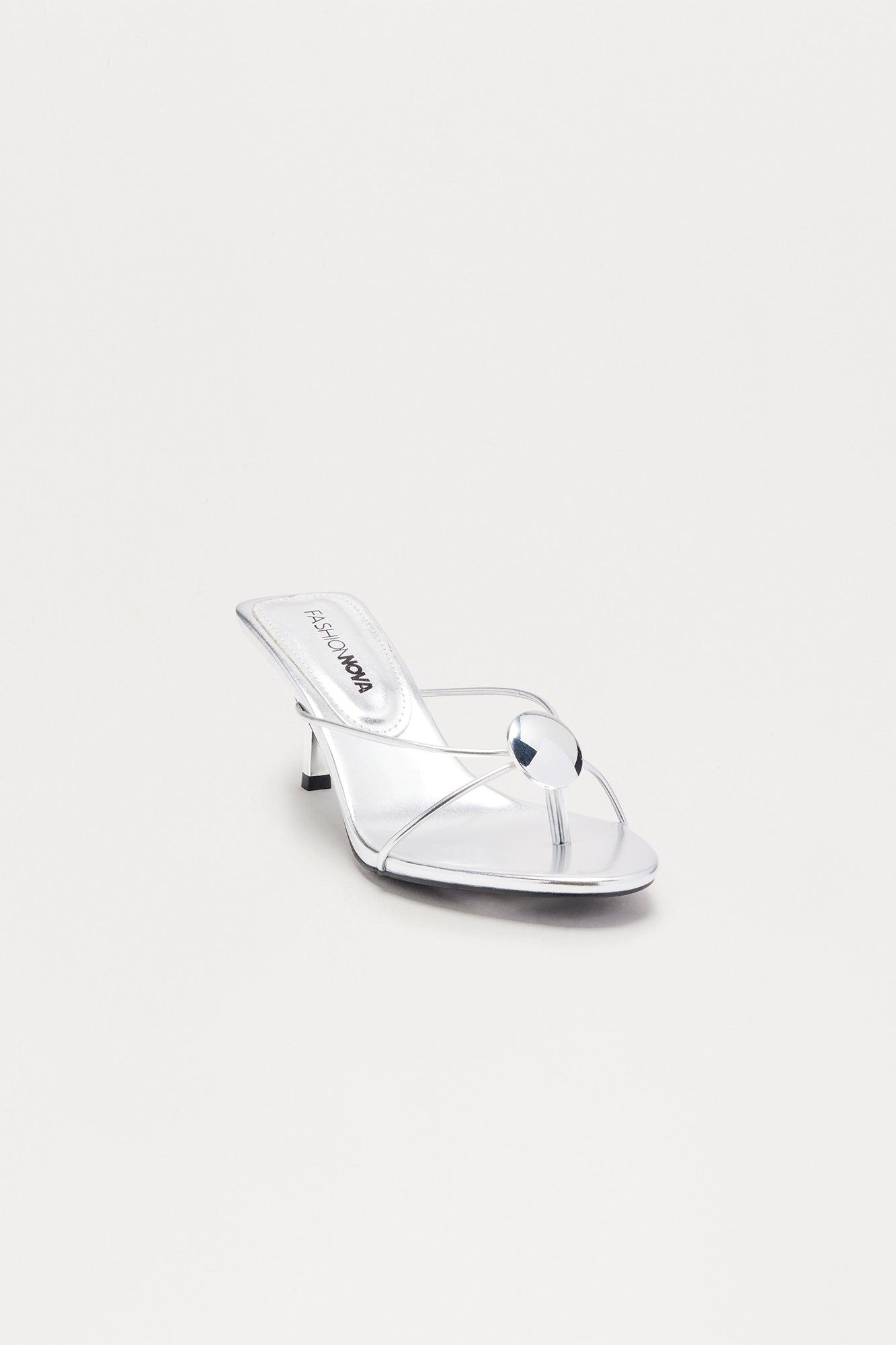 Mal Hardware Thong Mules - Silver Female Product Image
