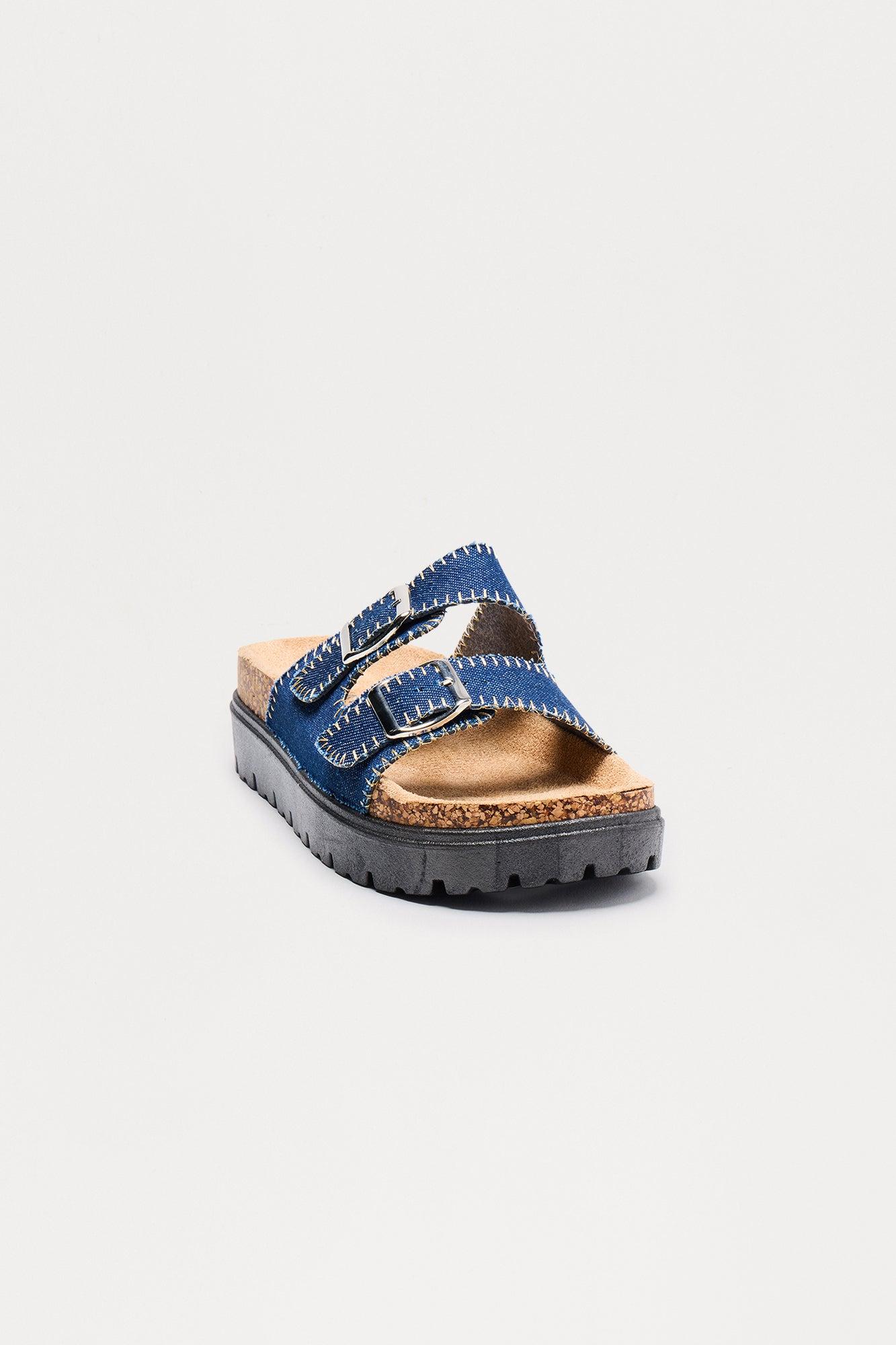 Barrett Buckle Denim Slides - Denim Female Product Image