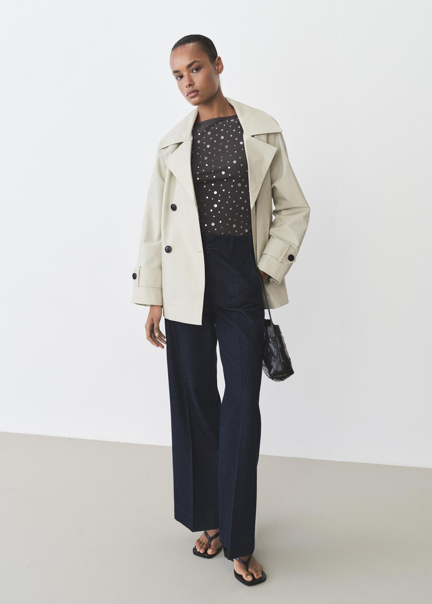 Cotton top with sequin detail - Women | MANGO USA Product Image