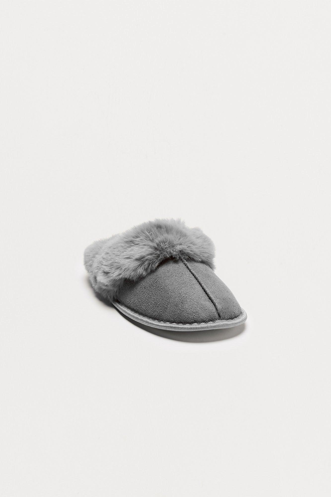 Cuddle Weather Fur Trim Slippers - Grey Product Image