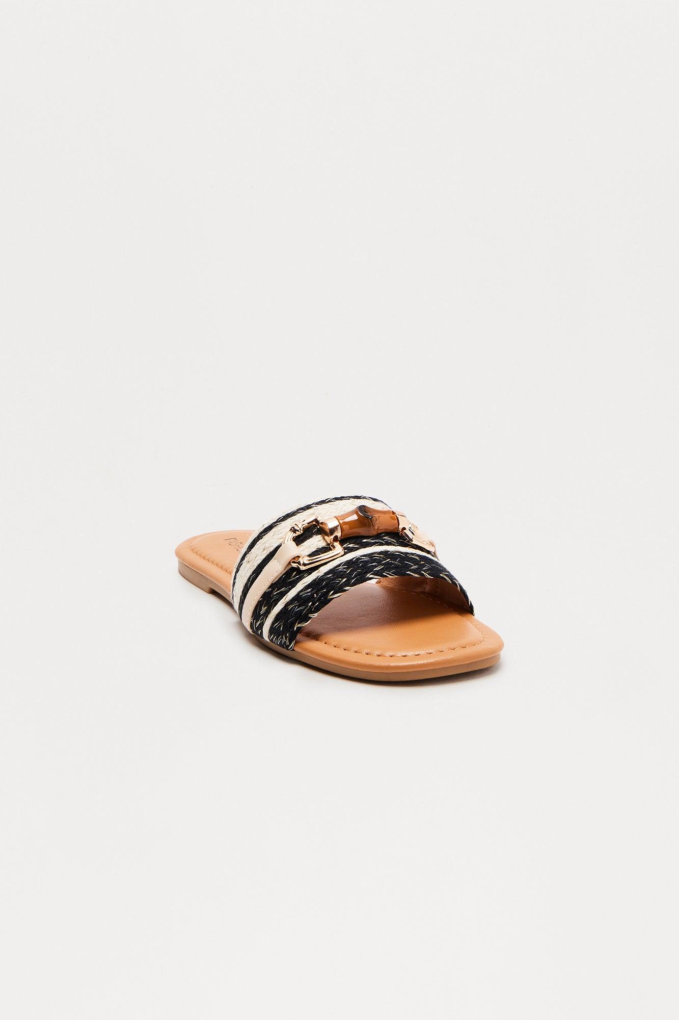 Lanai Bamboo Flat Sandals - Black/combo Female Product Image