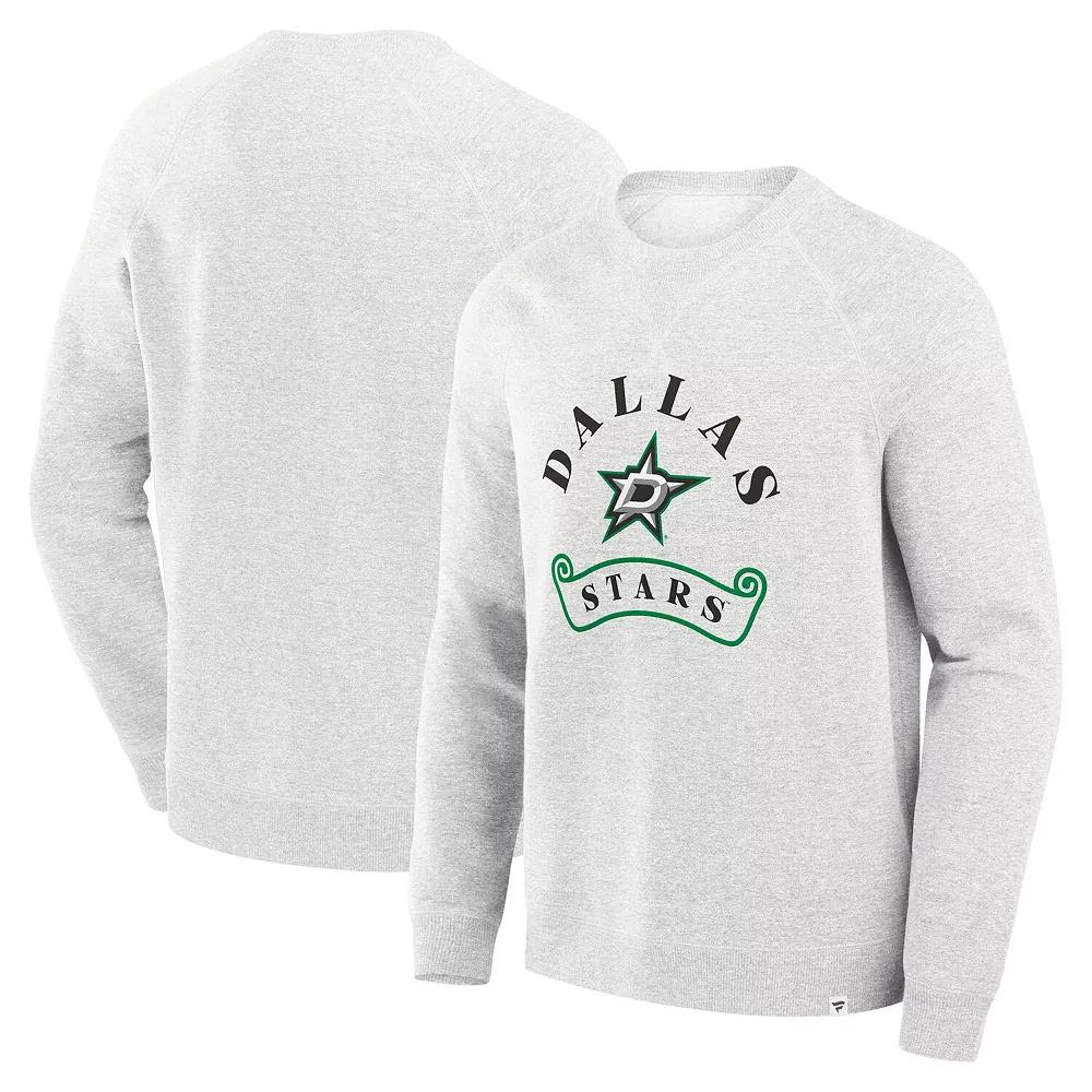 Men's Fanatics Heather Gray Dallas Stars Banner Fleece Raglan Pullover Sweatshirt, Size: 2XL, Str Grey Product Image