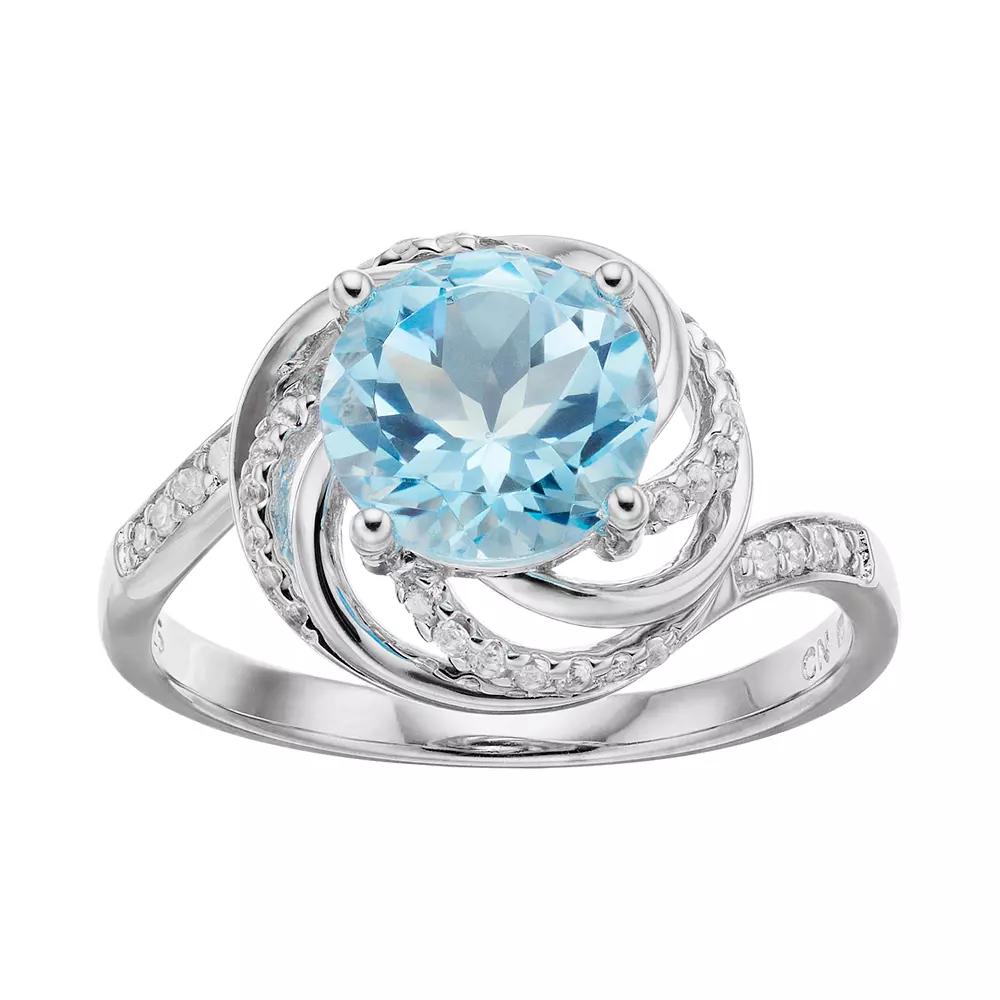 Stella Grace Sterling Silver Blue & White Topaz Swirl Ring, Women's, Size: 6 Product Image