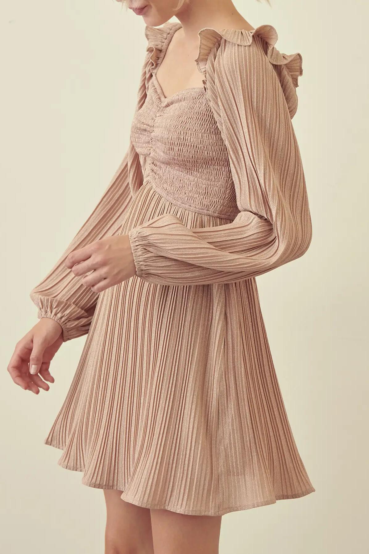 Rose Smocked Pleated Dress Product Image