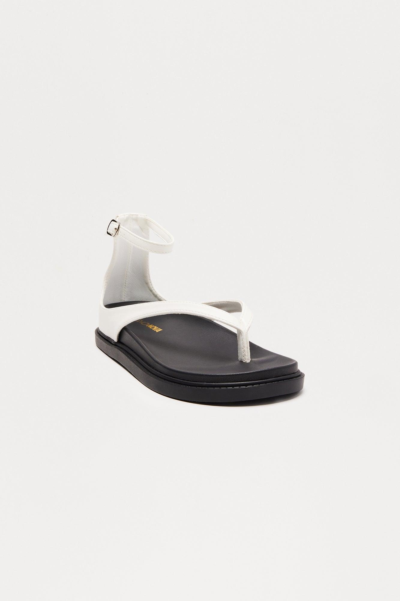 Silma Ankle Strap Slides - White Female Product Image