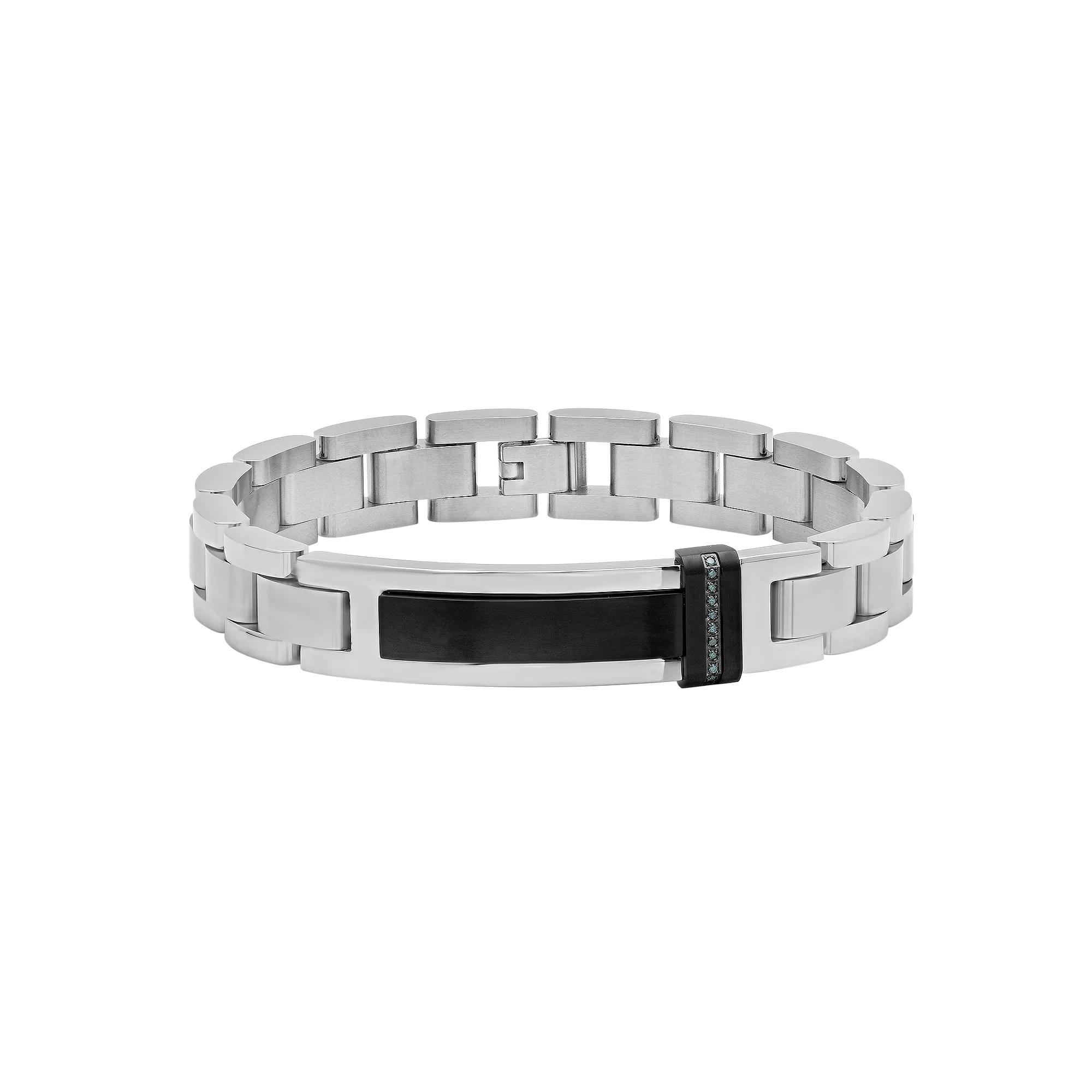 Men's Jewelry Nation Stainless Steel Diamond Accent ID Bracelet,  Product Image