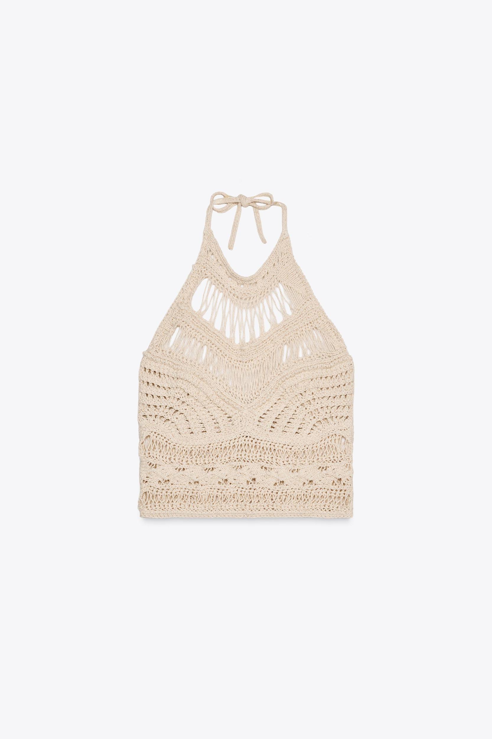 DISTRESSED KNIT HALTER TOP Product Image