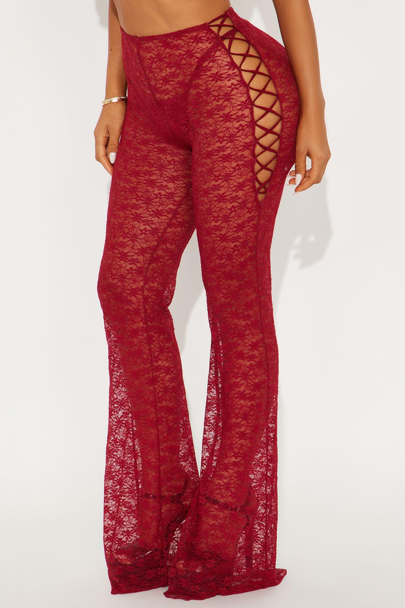 Ysabel Lace Up Flare Pant - Wine Female Product Image