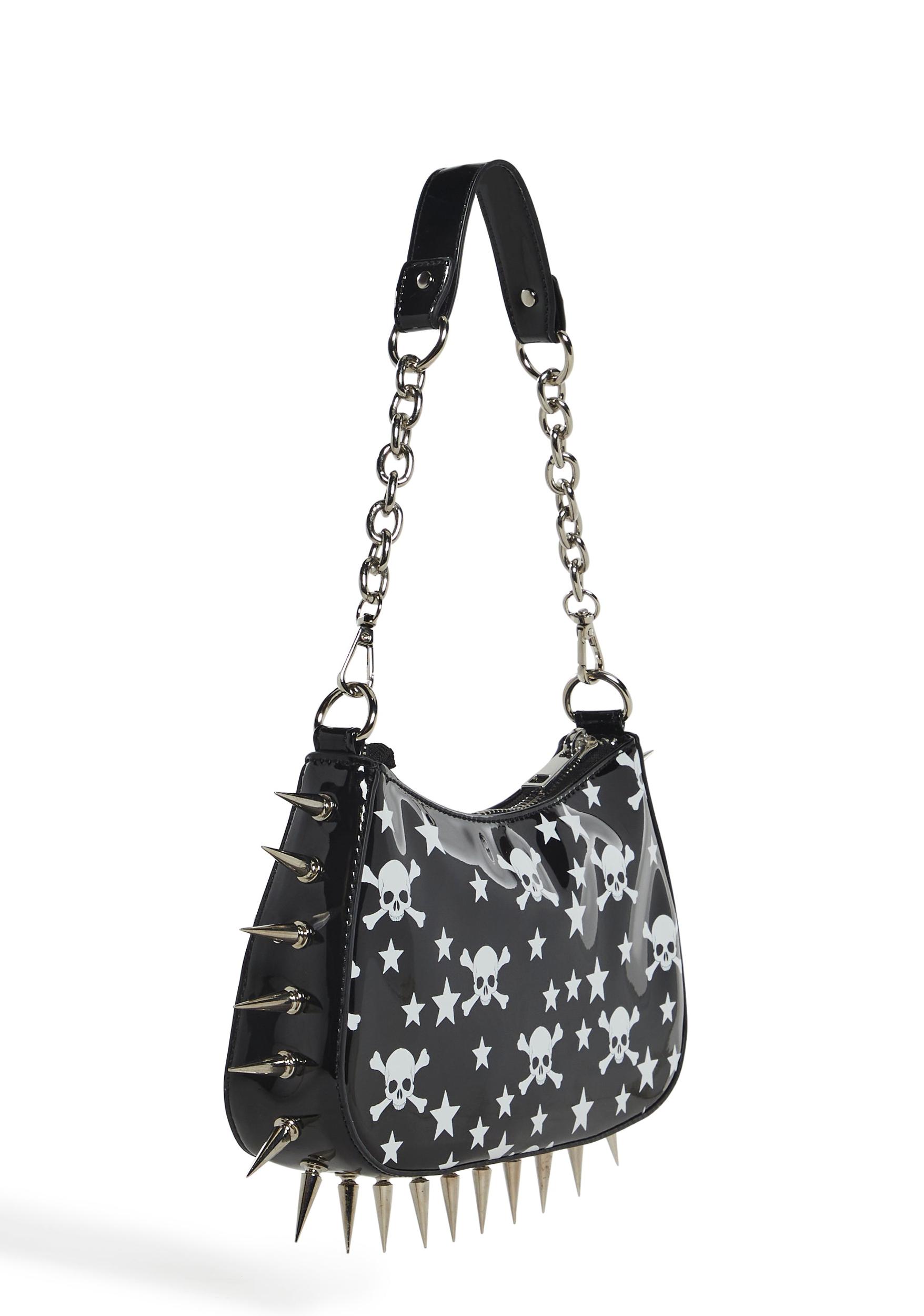 Skull And Crossbones Spiked Shoulder Bag Widow - Black Product Image