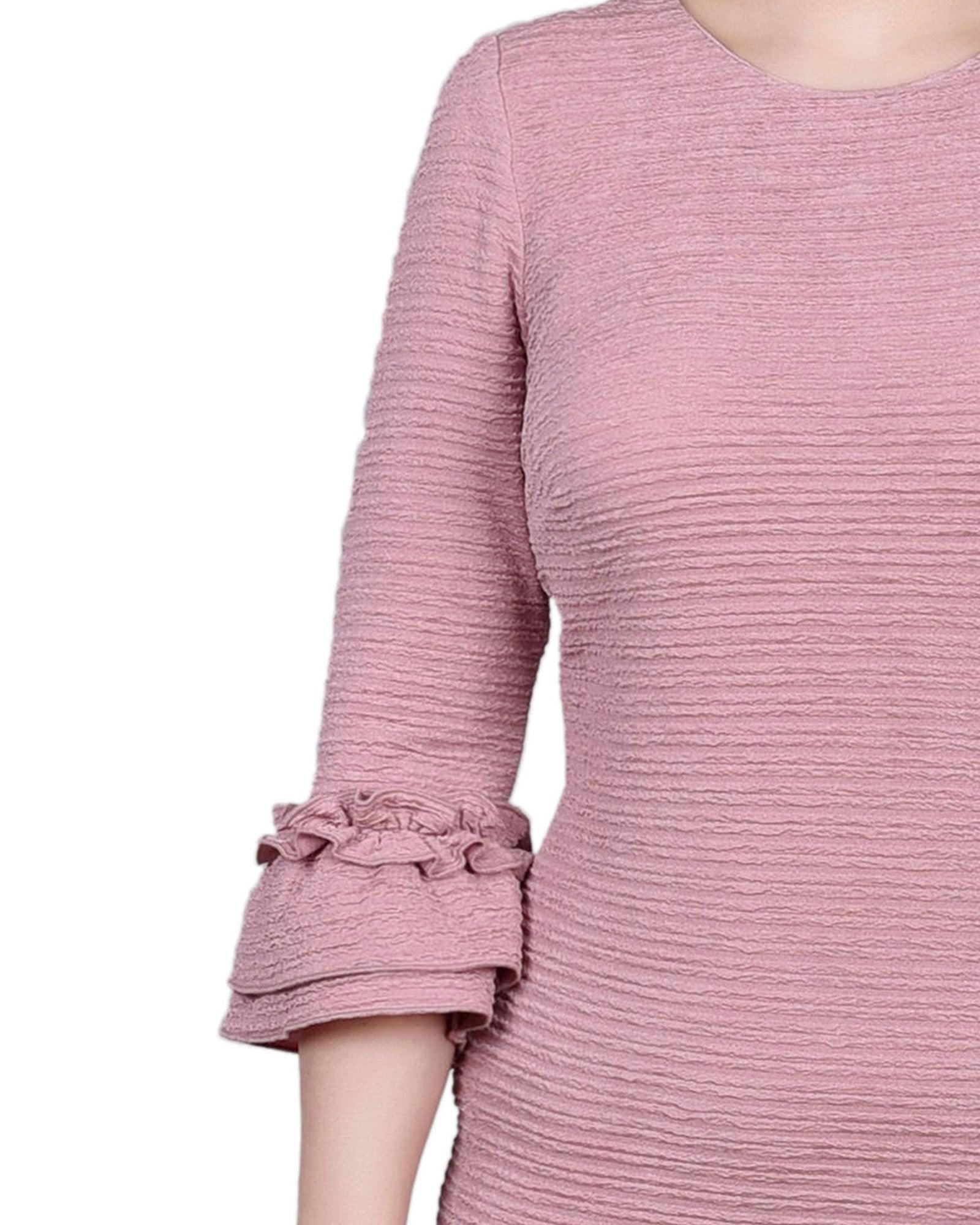 Blush 3/4 Sleeve Textured Knit Dress - Petite Product Image