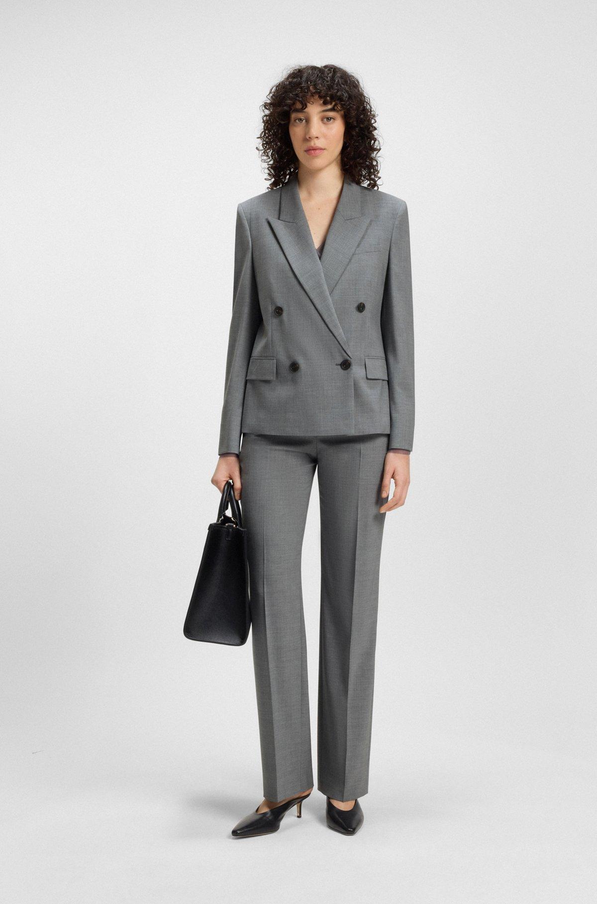 BOSS - Slim-fit pants in melange virgin wool - Dark Grey Product Image