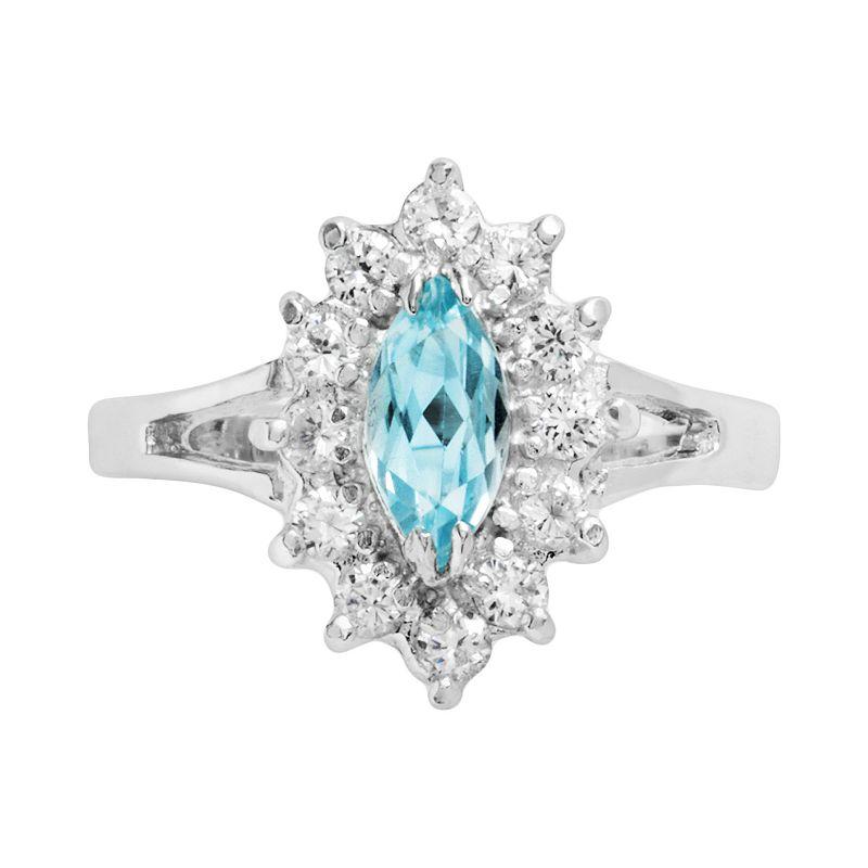 Traditions Jewelry Company Sterling Silver Blue Topaz Floral Ring, Women's,  Product Image
