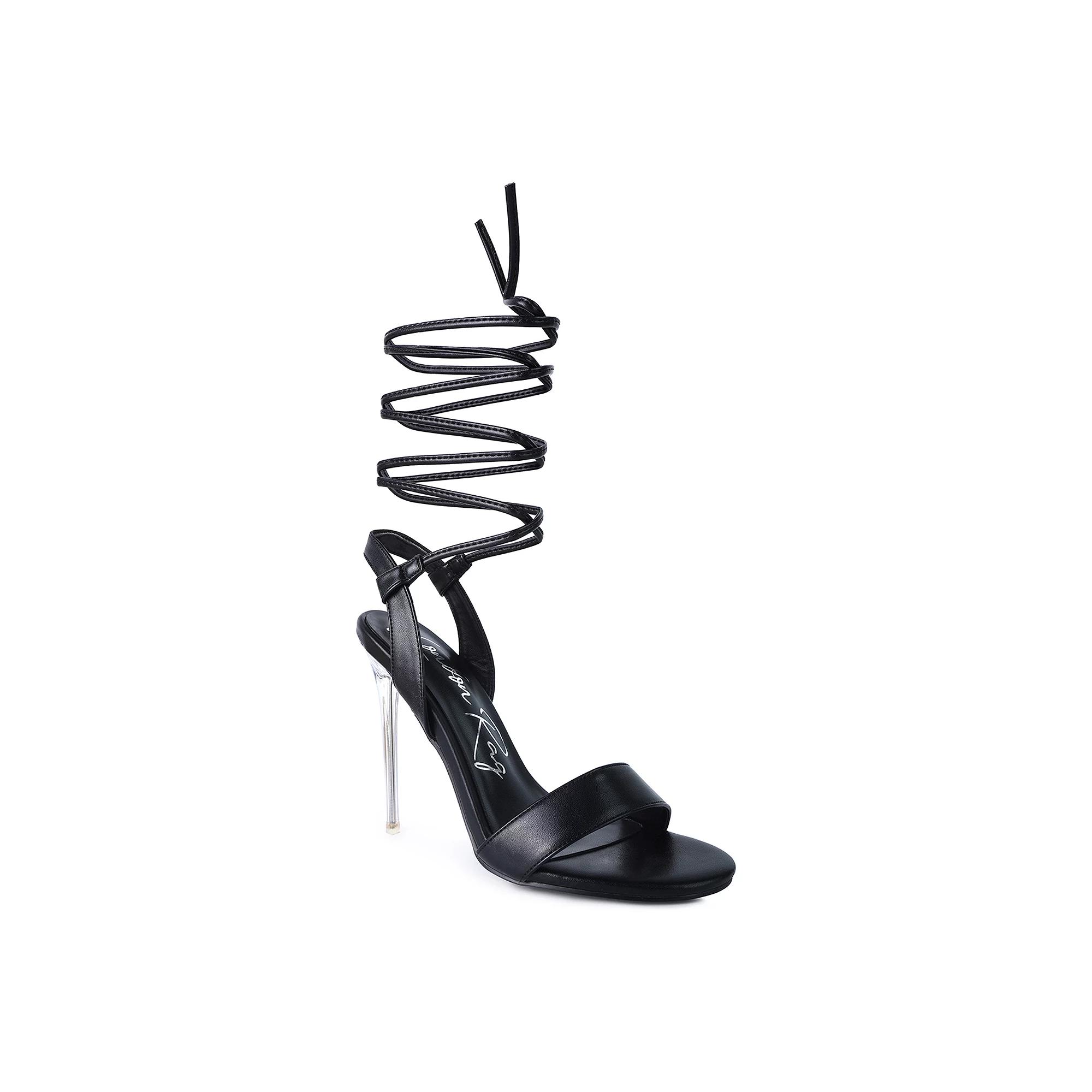 London Rag Sheeny Clear Women's Stiletto Lace Up Dress Sandals,  Product Image