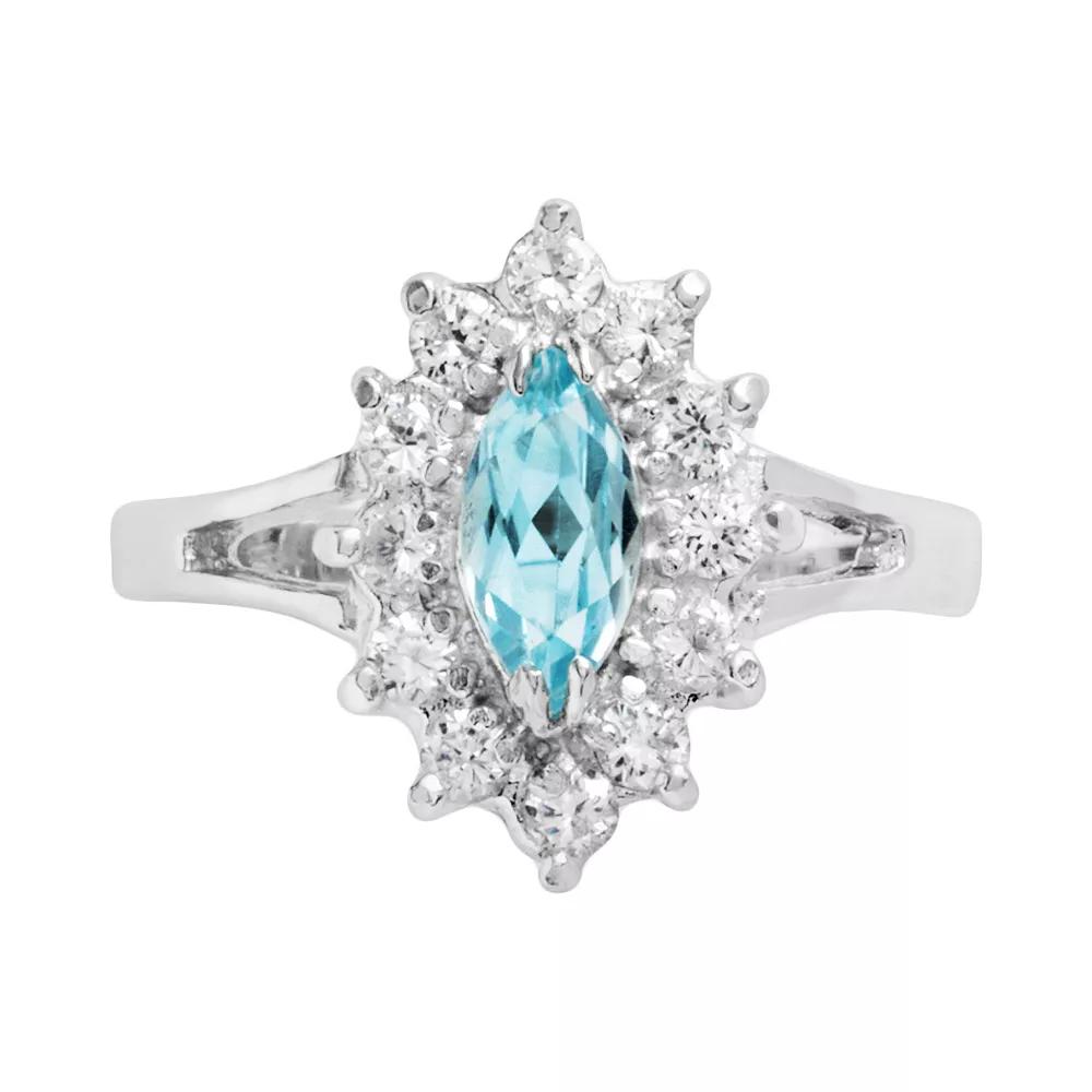 Traditions Jewelry Company Sterling Silver Blue Topaz Floral Ring, Women's,  Product Image