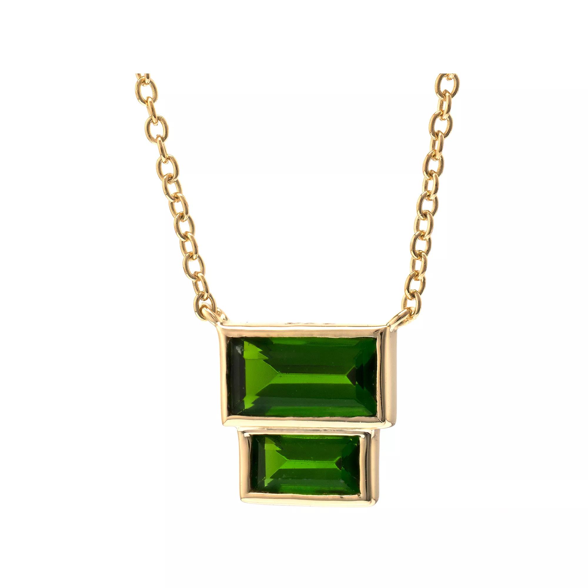 Gemistry 14k Gold Over Silver Chrome Diopside Pendant Necklace, Women's, Size: 18", Gold Tone Product Image