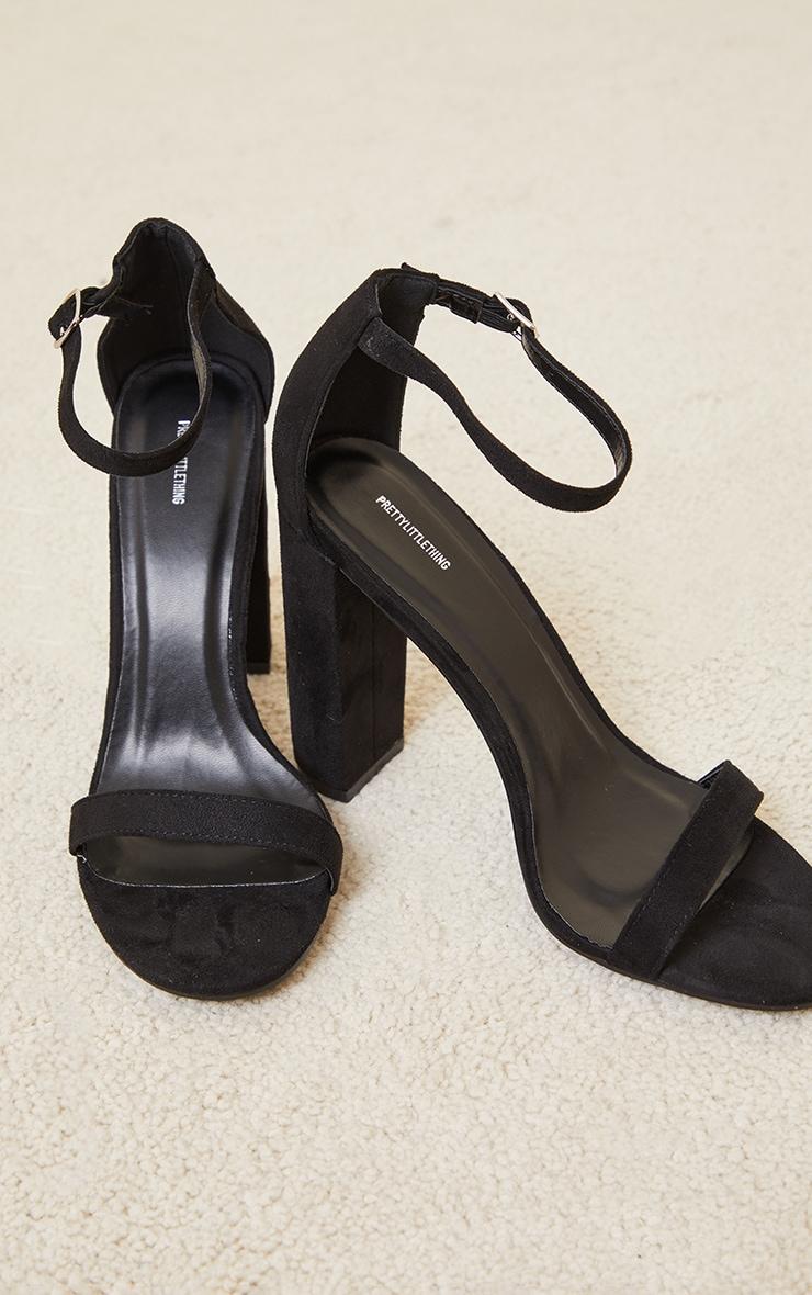 May Black Faux Suede Block Heeled Sandals Product Image