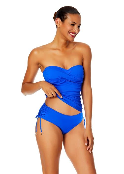Anne Cole Women's Tiger Dance Twist Front Bandeaukini Swim Top in Royal Blue at Nordstrom, Size X-Large Product Image