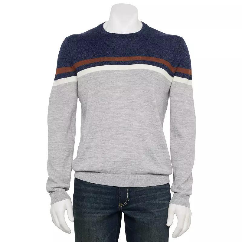 Men's Apt. 9® Merino Wool Blend Colorblock Pattern Crewneck Sweater, Size: Large, Red Colorblock Product Image
