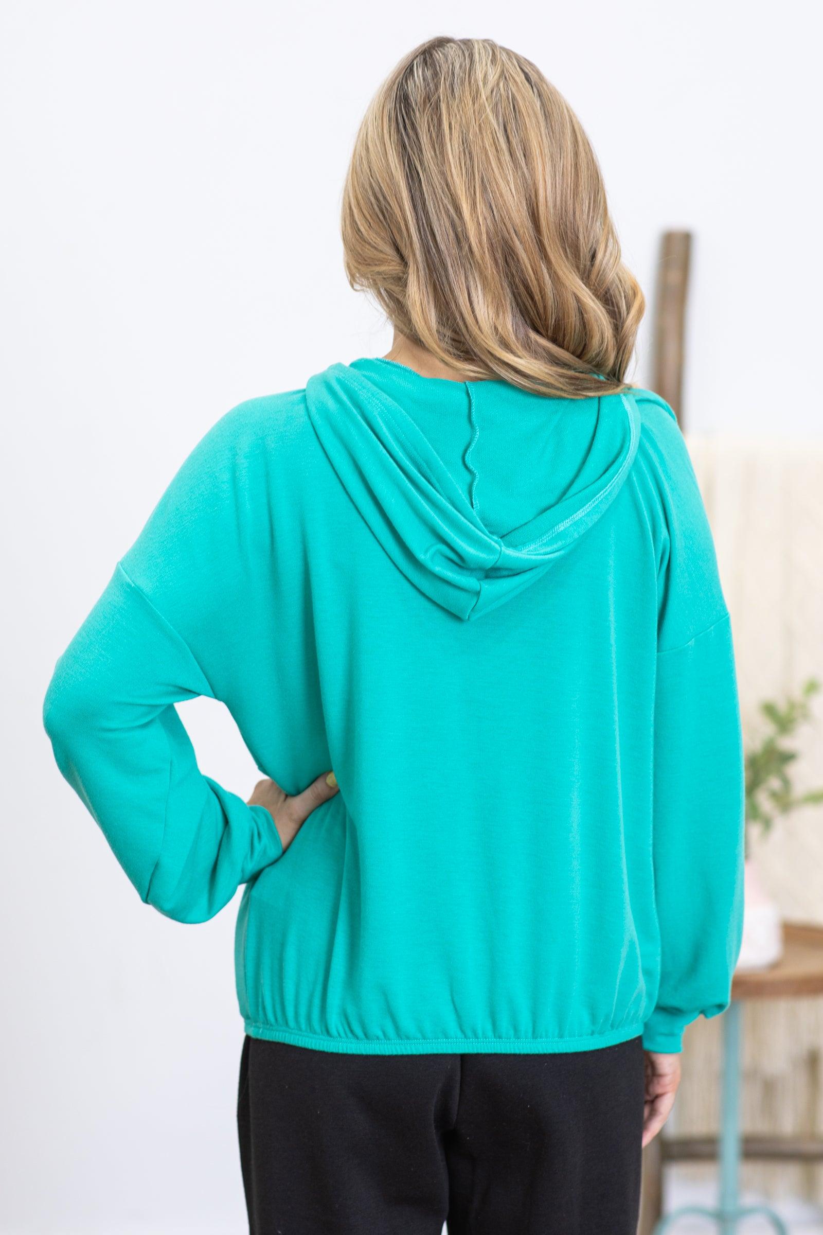 Turquoise Lightweight 1/2 Zip Hoodie Product Image
