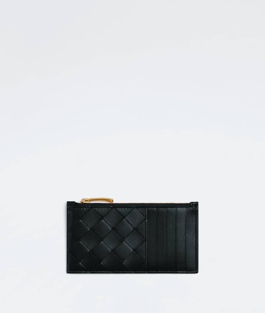 Women's Intrecciato Zipped Card Case in Black Product Image